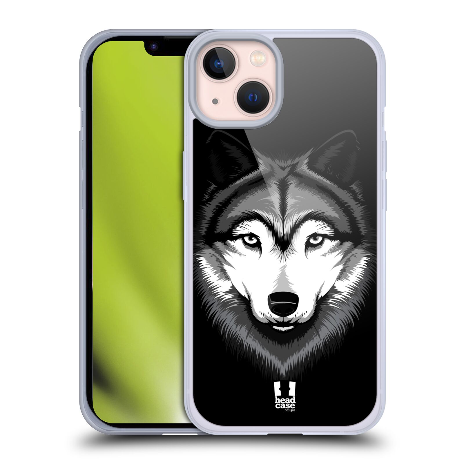 Plastový obal HEAD CASE na mobil Apple Iphone 13 vzor Zvíře kreslená tvář 2 vlk