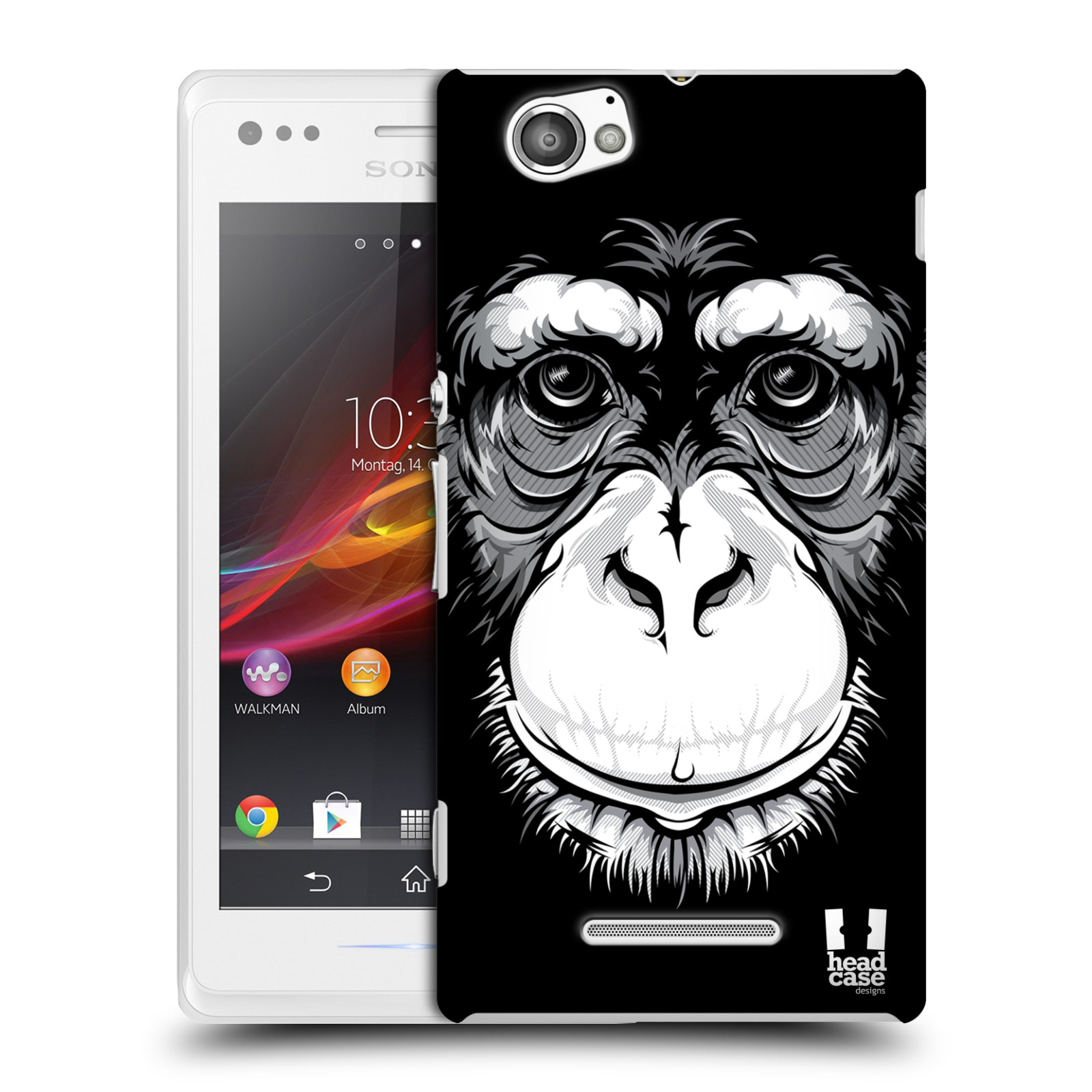 HEAD CASE plastový obal na mobil Sony Xperia M vzor Zvíře kreslená tvář šimpanz
