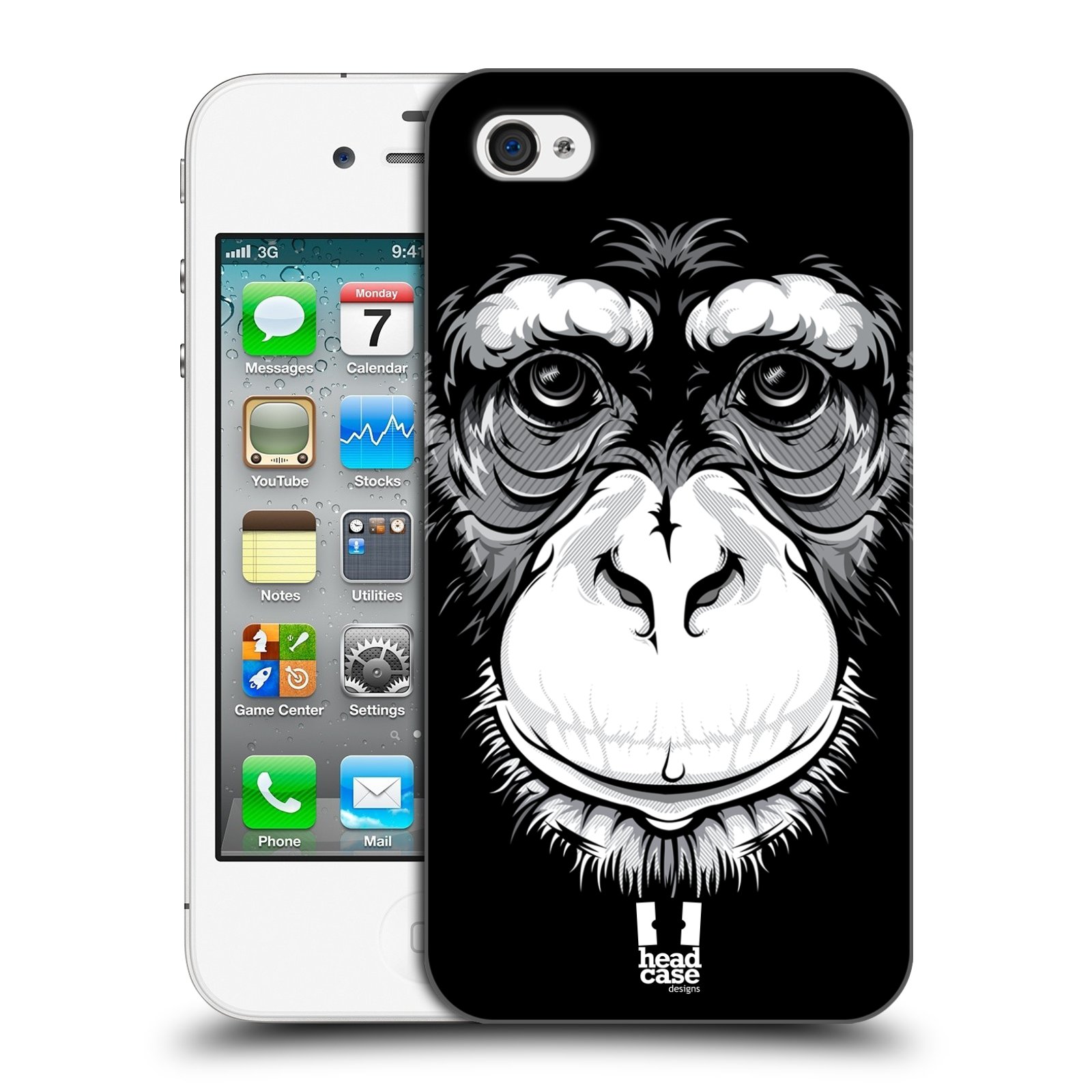 HEAD CASE plastový obal na mobil Apple Iphone 4/4S vzor Zvíře kreslená tvář šimpanz