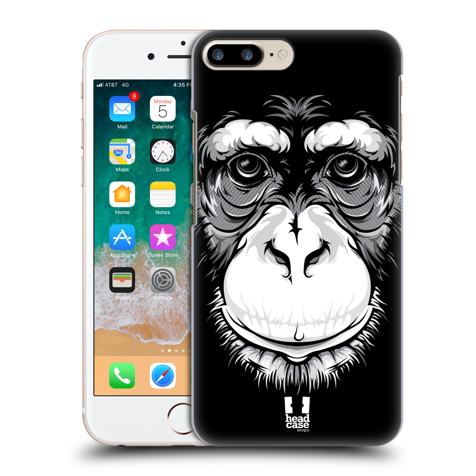Plastové pouzdro pro mobil Apple Iphone 8 PLUS vzor Zvíře kreslená tvář šimpanz