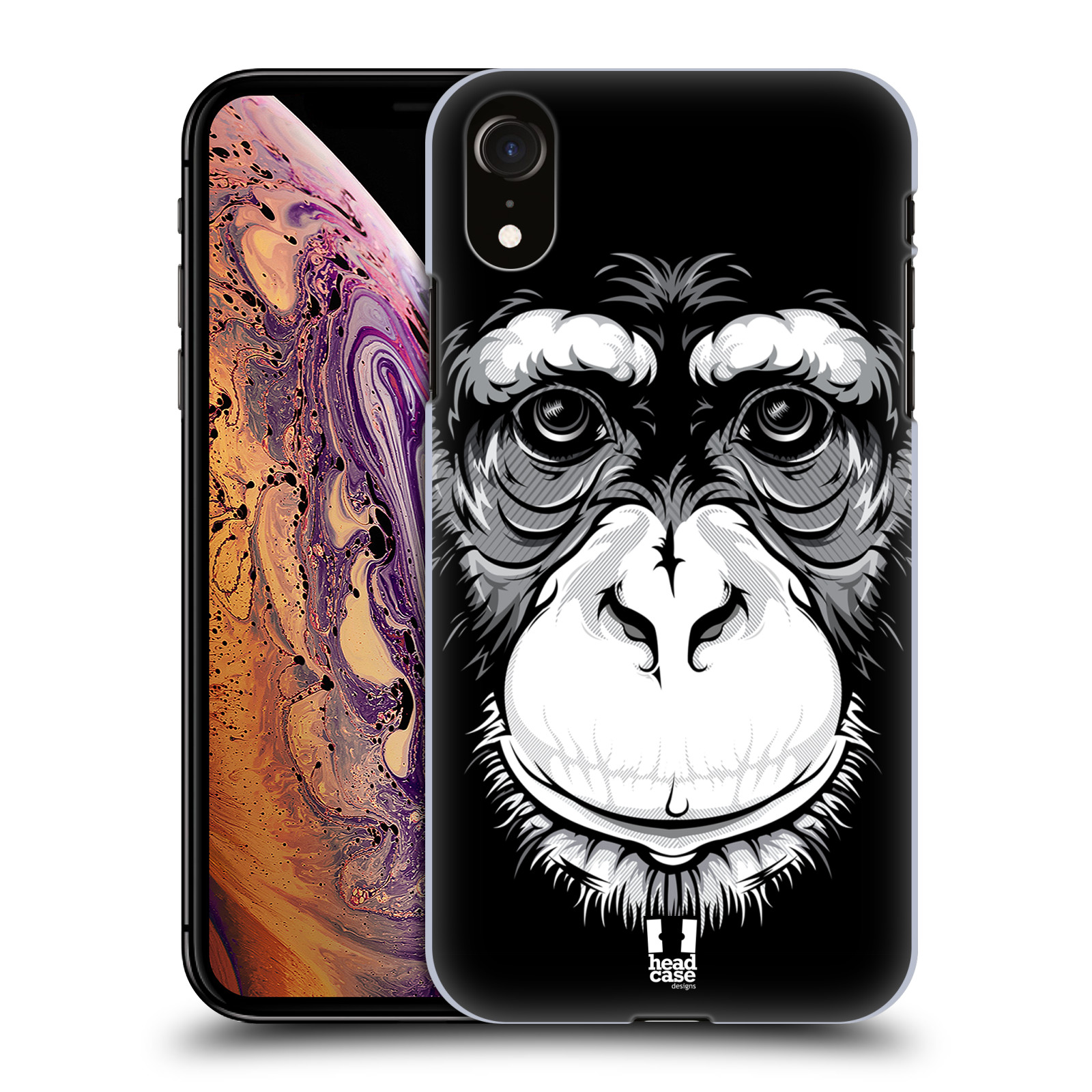 HEAD CASE plastový obal na mobil Apple Iphone XR vzor Zvíře kreslená tvář šimpanz