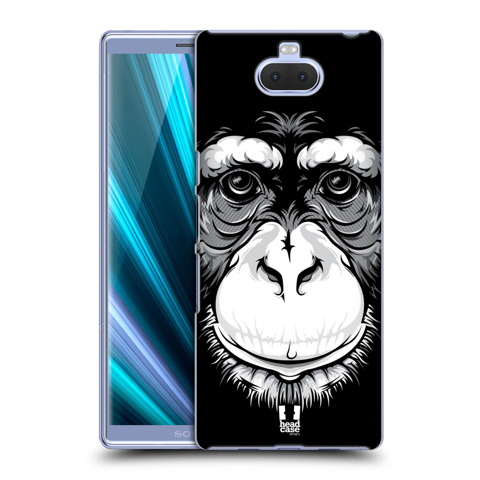Pouzdro na mobil Sony Xperia 10 - Head Case - vzor Zvíře kreslená tvář šimpanz