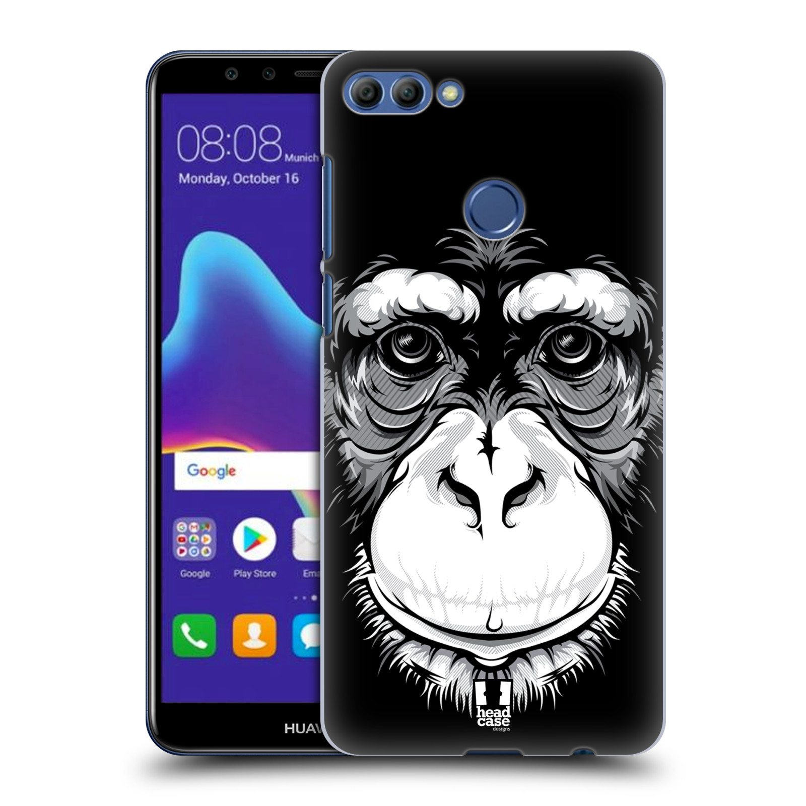HEAD CASE plastový obal na mobil Huawei Y9 2018 vzor Zvíře kreslená tvář šimpanz