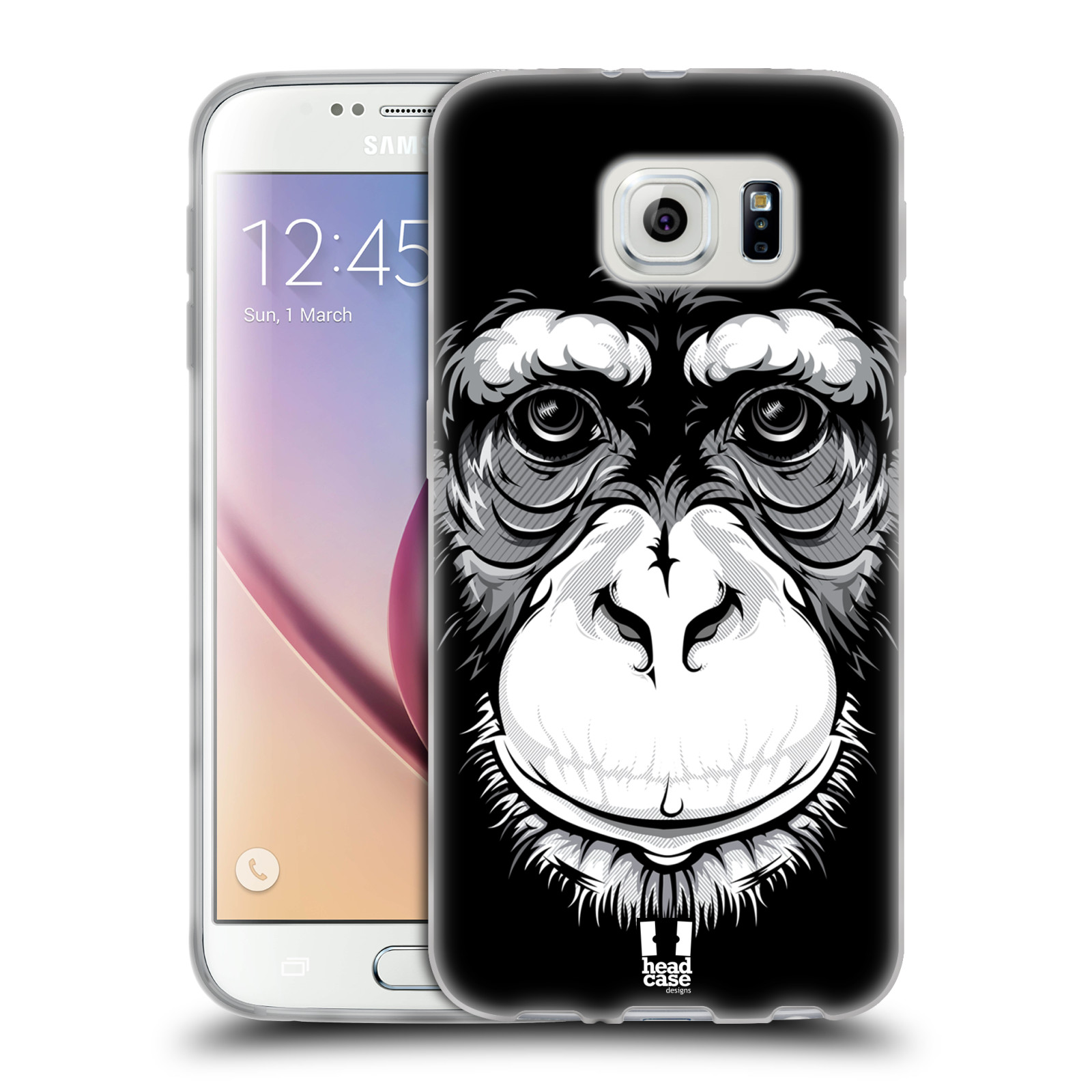 HEAD CASE silikonový obal na mobil Samsung Galaxy S6 vzor Zvíře kreslená tvář šimpanz
