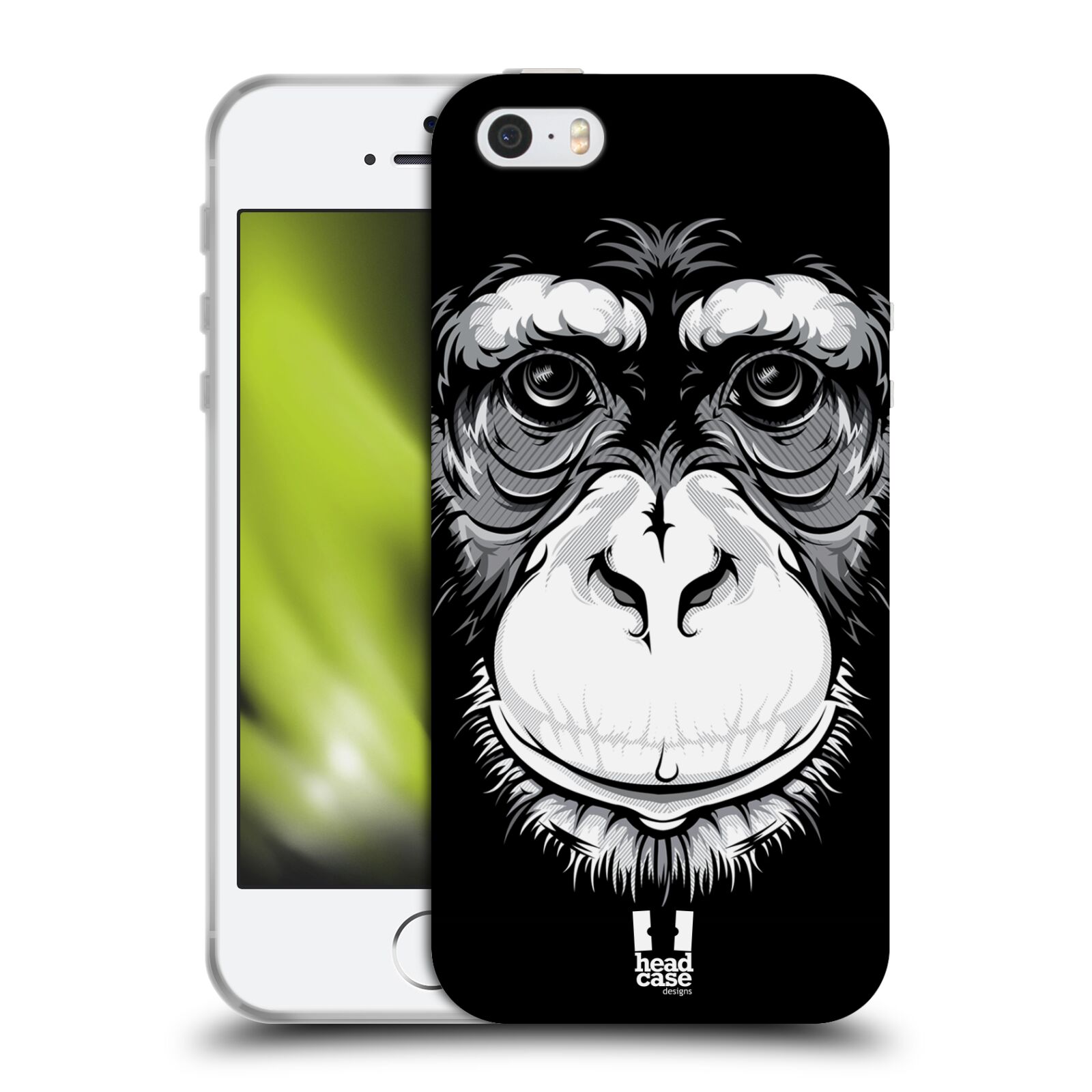 HEAD CASE silikonový obal na mobil Apple Iphone 5/5S vzor Zvíře kreslená tvář šimpanz