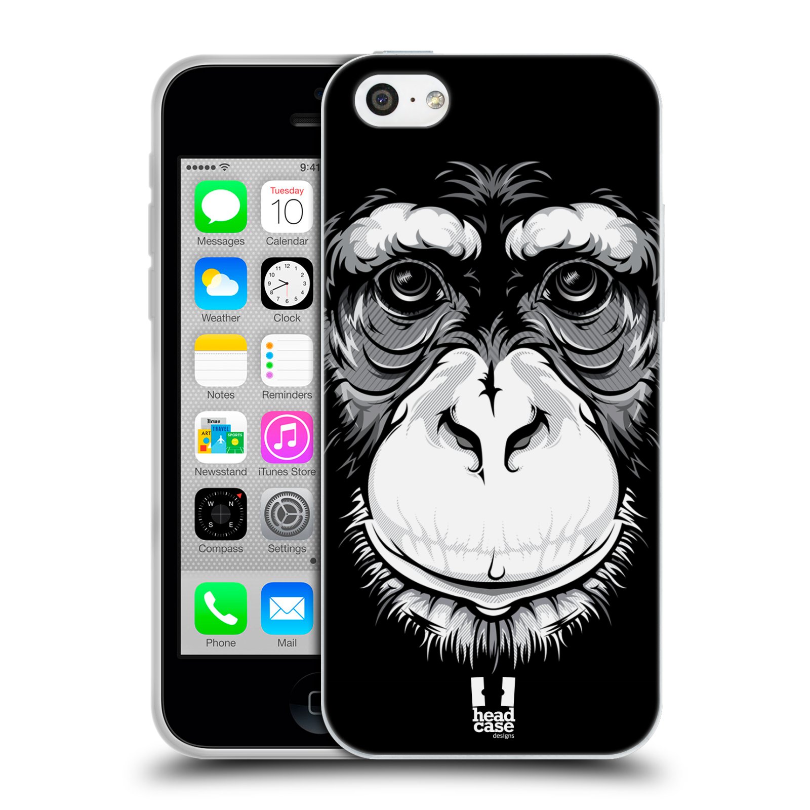 HEAD CASE silikonový obal na mobil Apple Iphone 5C vzor Zvíře kreslená tvář šimpanz