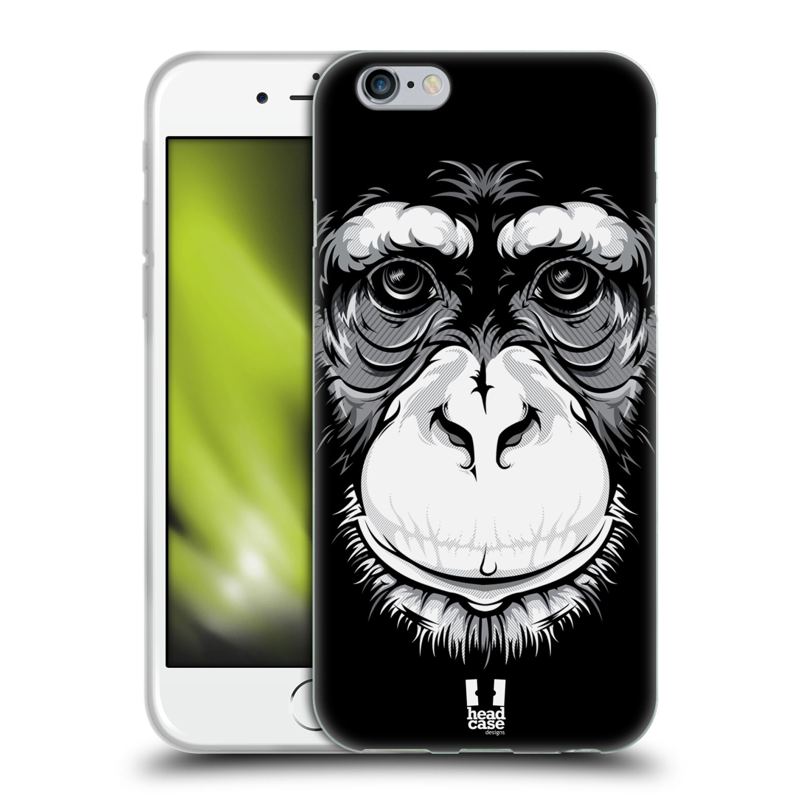 HEAD CASE silikonový obal na mobil Apple Iphone 6/6S vzor Zvíře kreslená tvář šimpanz