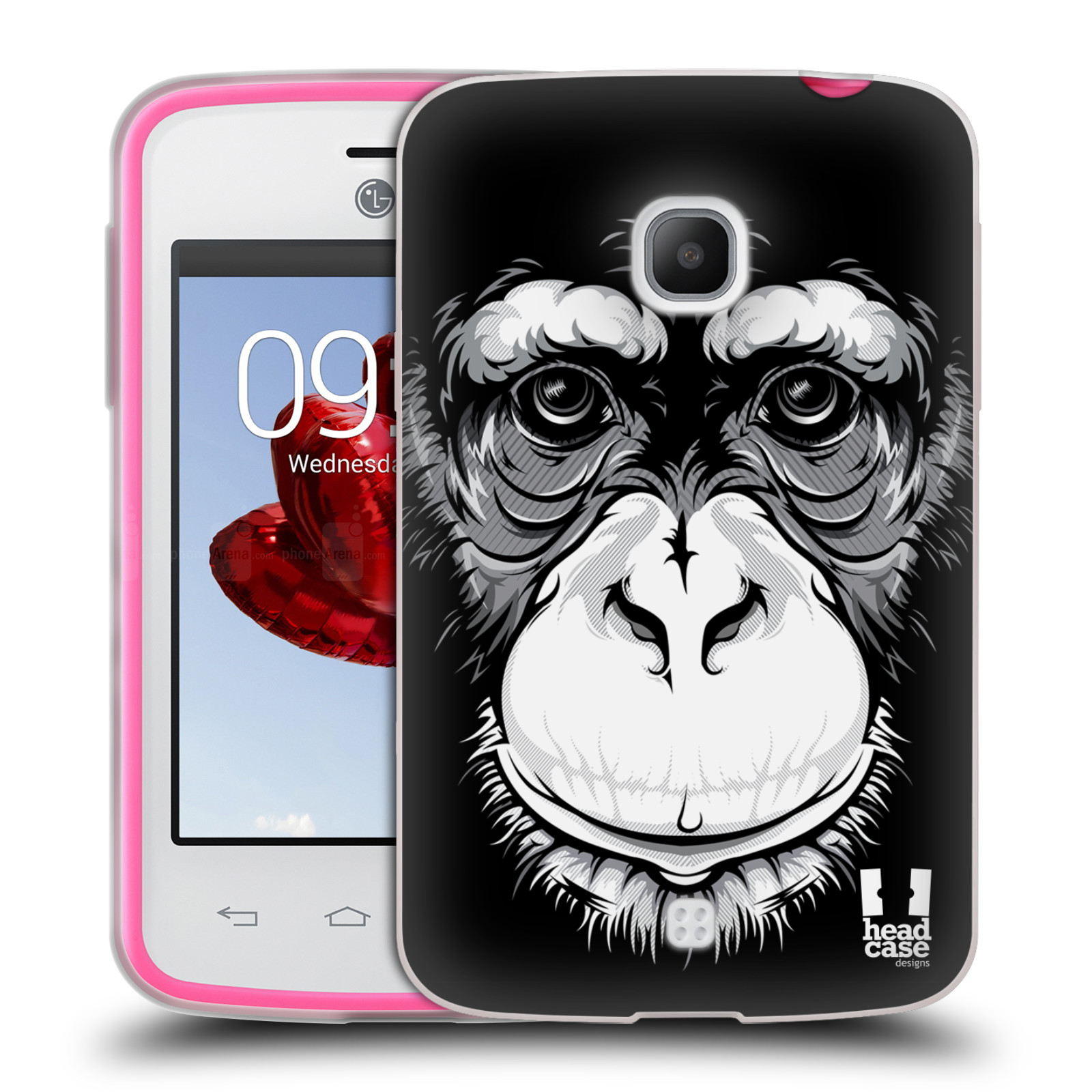 HEAD CASE silikonový obal na mobil LG L30 vzor Zvíře kreslená tvář šimpanz