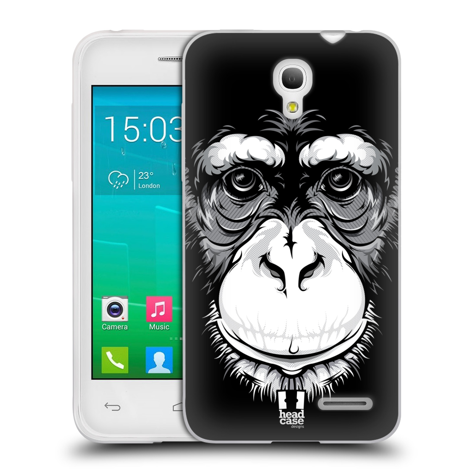 HEAD CASE silikonový obal na mobil Alcatel POP S3 OT-5050Y vzor Zvíře kreslená tvář šimpanz