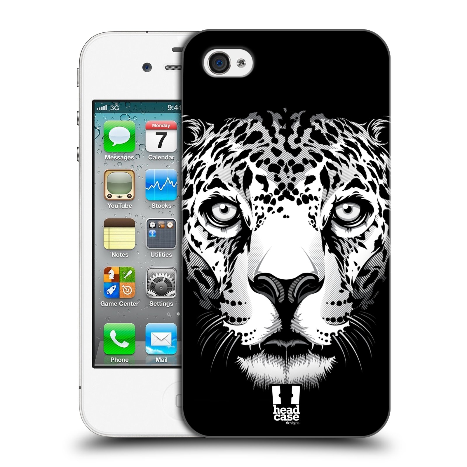 HEAD CASE plastový obal na mobil Apple Iphone 4/4S vzor Zvíře kreslená tvář leopard
