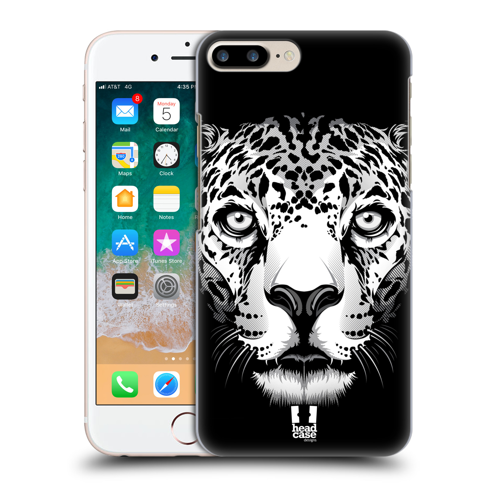 HEAD CASE plastový obal na mobil Apple Iphone 7 PLUS vzor Zvíře kreslená tvář leopard