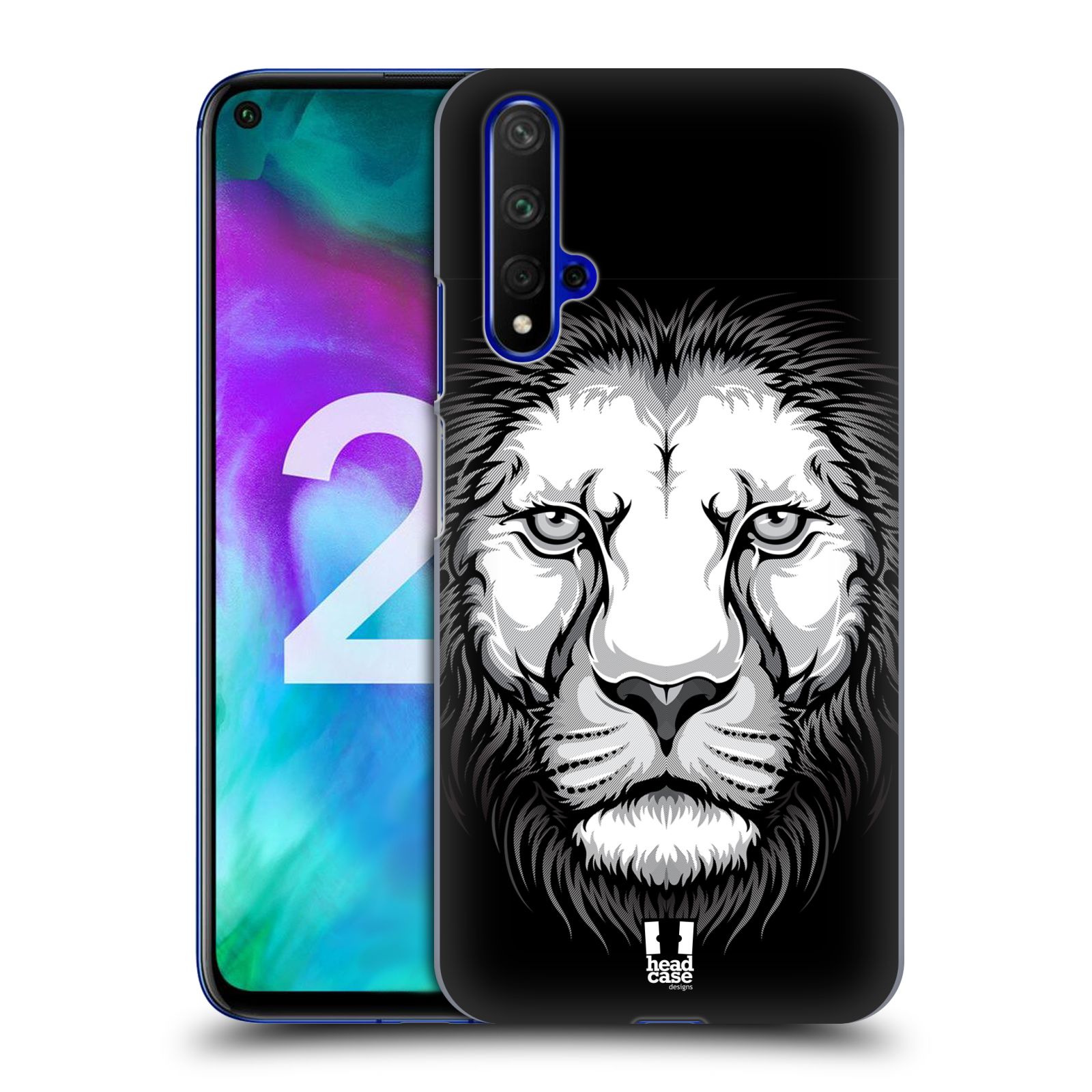 Pouzdro na mobil Honor 20 - HEAD CASE - vzor Zvíře kreslená tvář lev