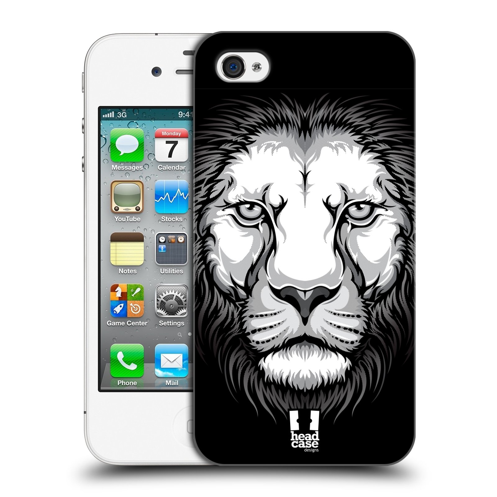HEAD CASE plastový obal na mobil Apple Iphone 4/4S vzor Zvíře kreslená tvář lev