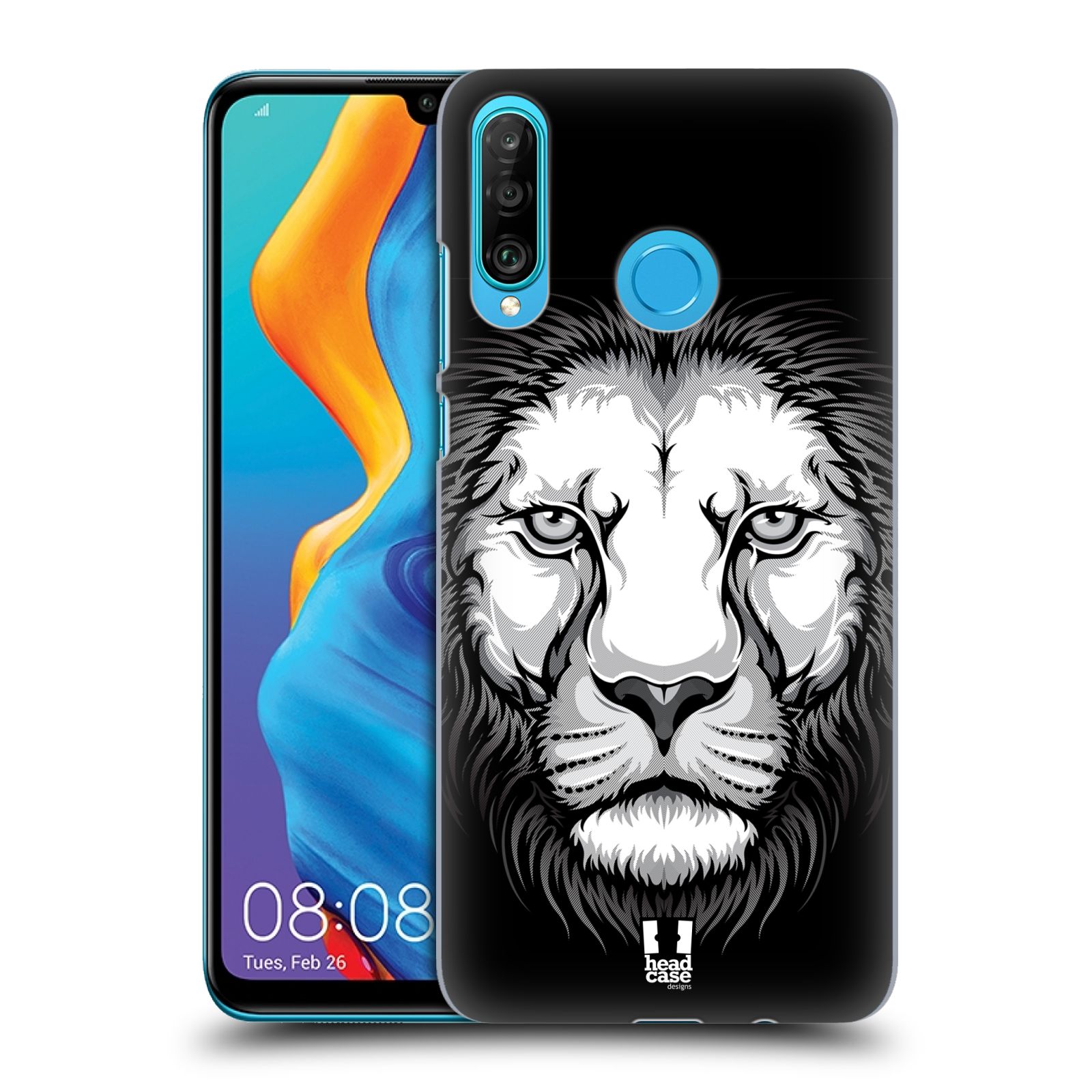 Pouzdro na mobil Huawei P30 LITE - HEAD CASE - vzor Zvíře kreslená tvář lev