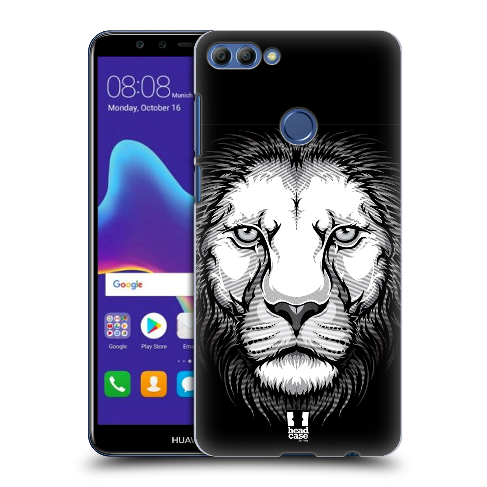 HEAD CASE plastový obal na mobil Huawei Y9 2018 vzor Zvíře kreslená tvář lev