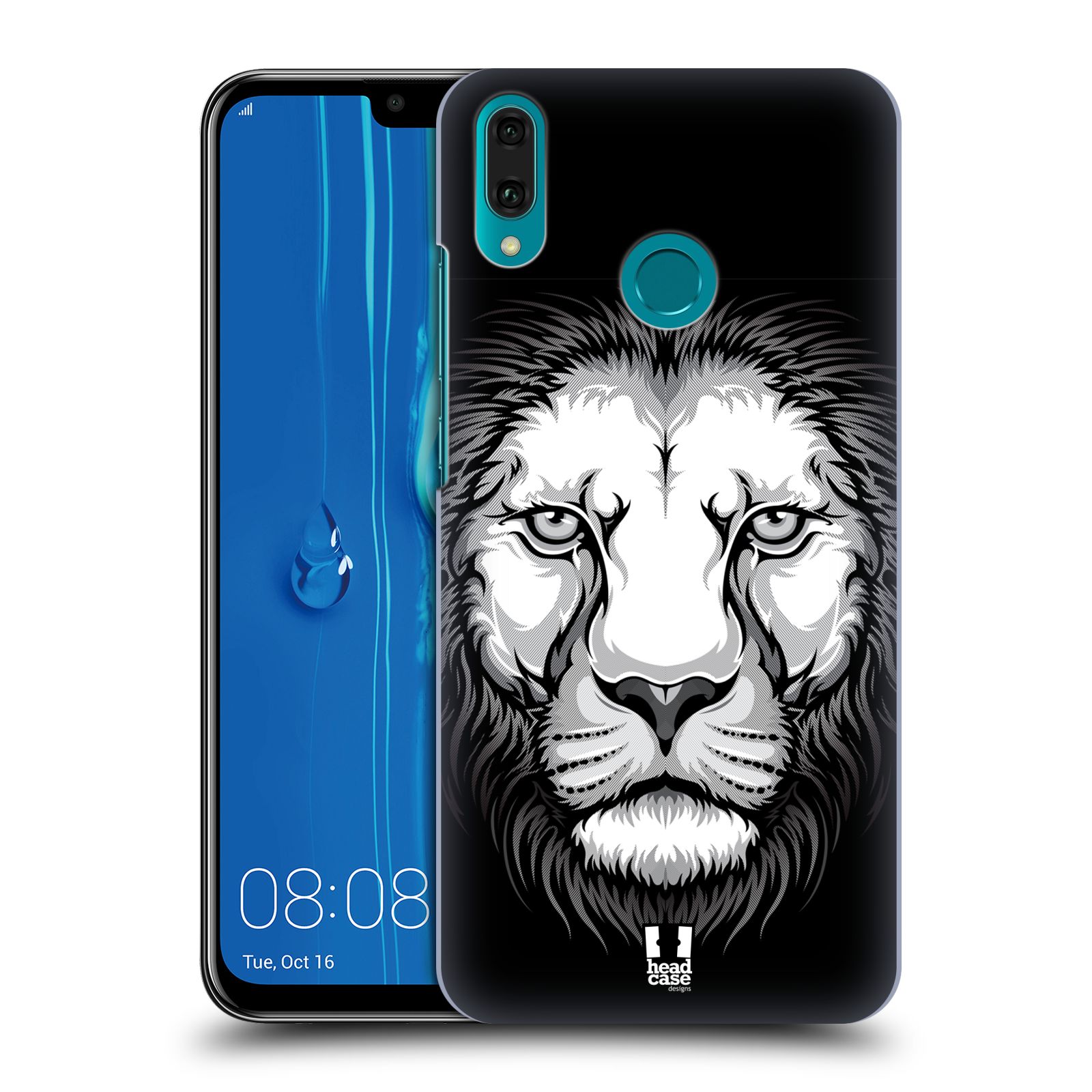 Pouzdro na mobil Huawei Y9 2019 - HEAD CASE - vzor Zvíře kreslená tvář lev