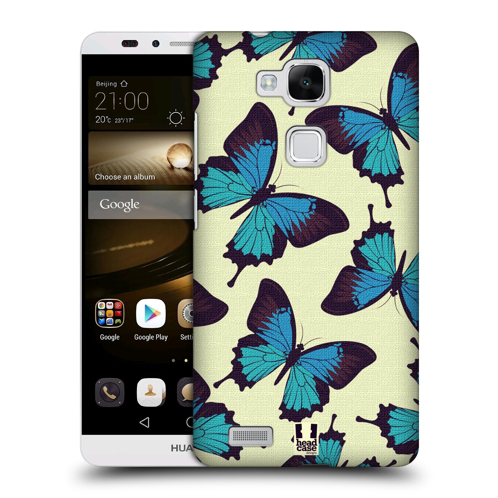 HEAD CASE plastový obal na mobil Huawei Mate 7 vzor Motýlci modrá