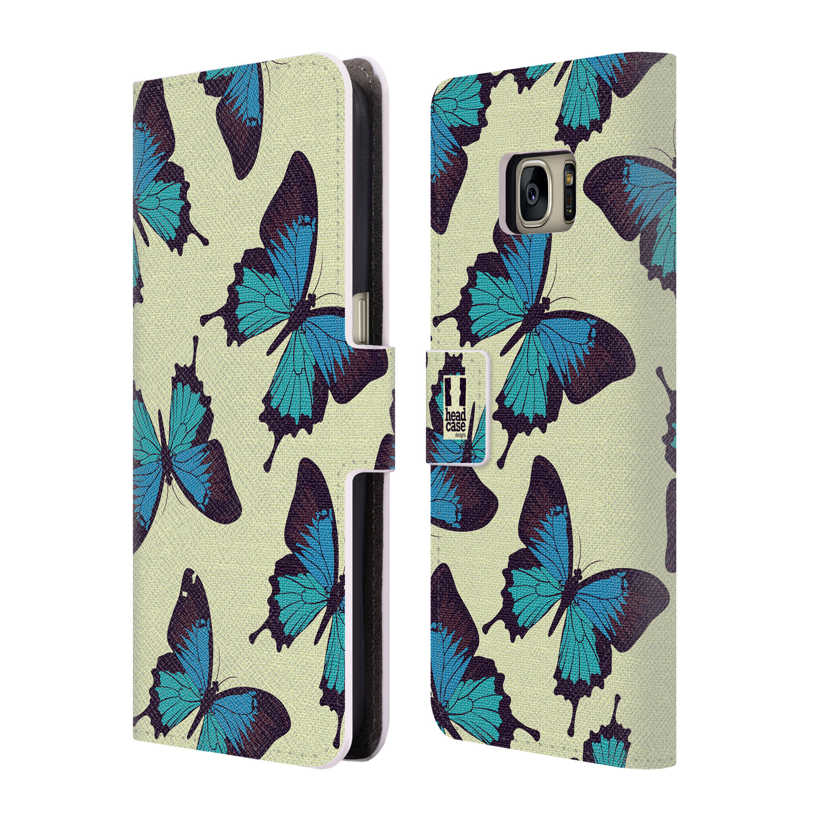 HEAD CASE Flipové pouzdro pro mobil Samsung Galaxy S7 (G9300) Vzorkovaný motýl modrá