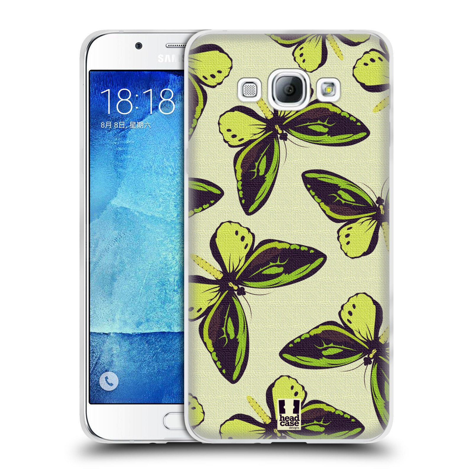 HEAD CASE silikonový obal na mobil Samsung Galaxy A8 vzor Motýlci Poseidon zelená