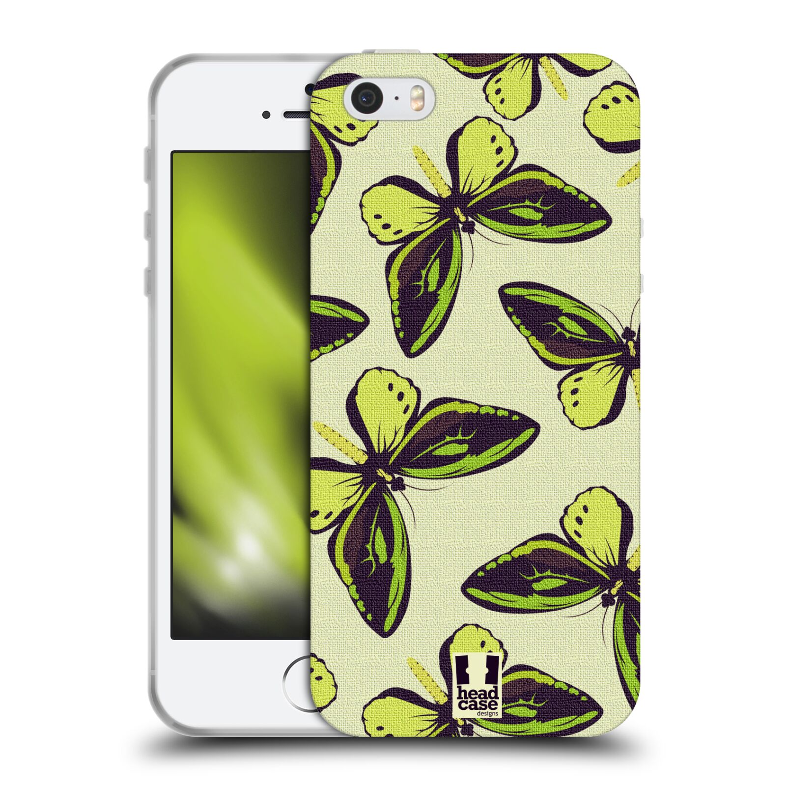HEAD CASE silikonový obal na mobil Apple Iphone 5/5S vzor Motýlci Poseidon zelená