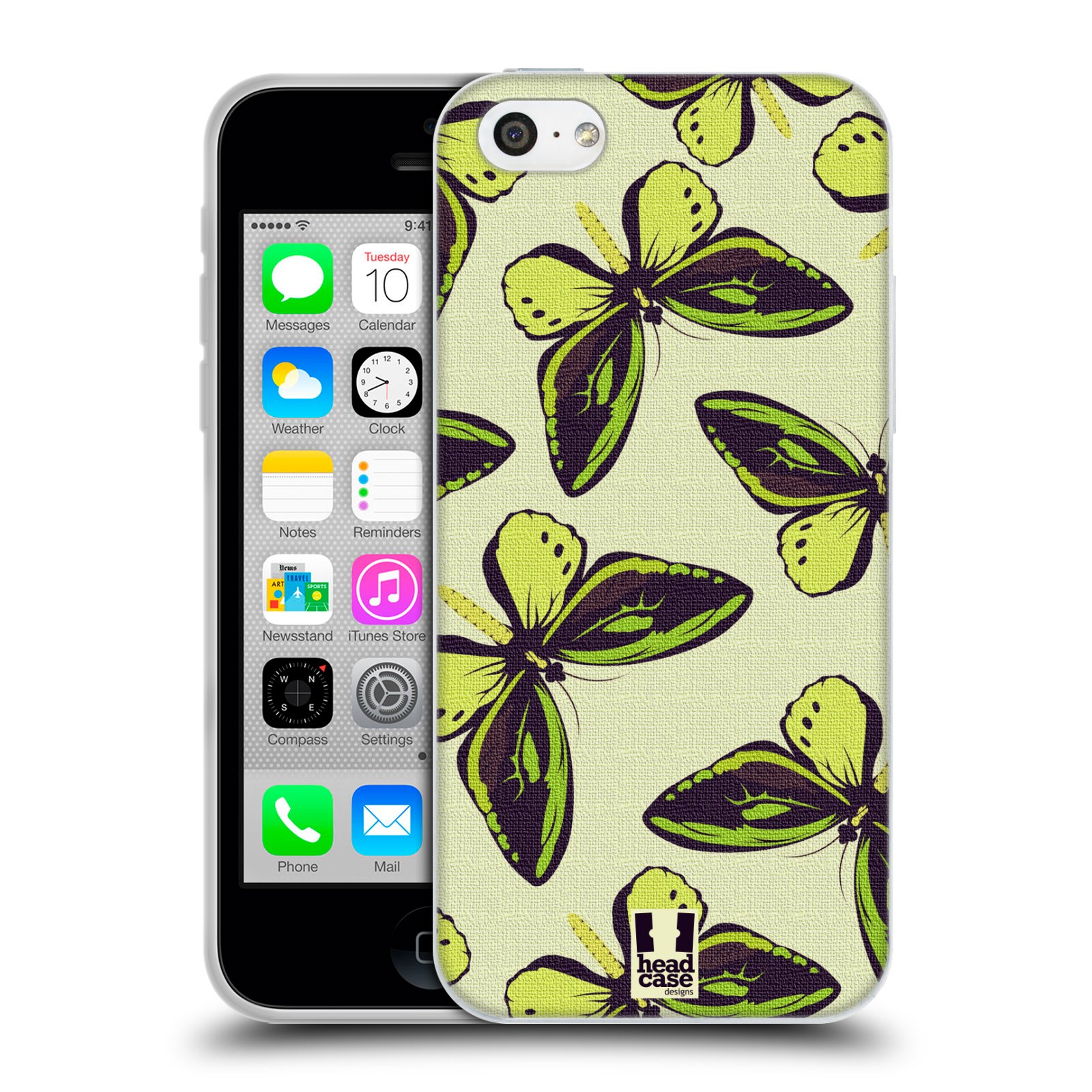 HEAD CASE silikonový obal na mobil Apple Iphone 5C vzor Motýlci Poseidon zelená