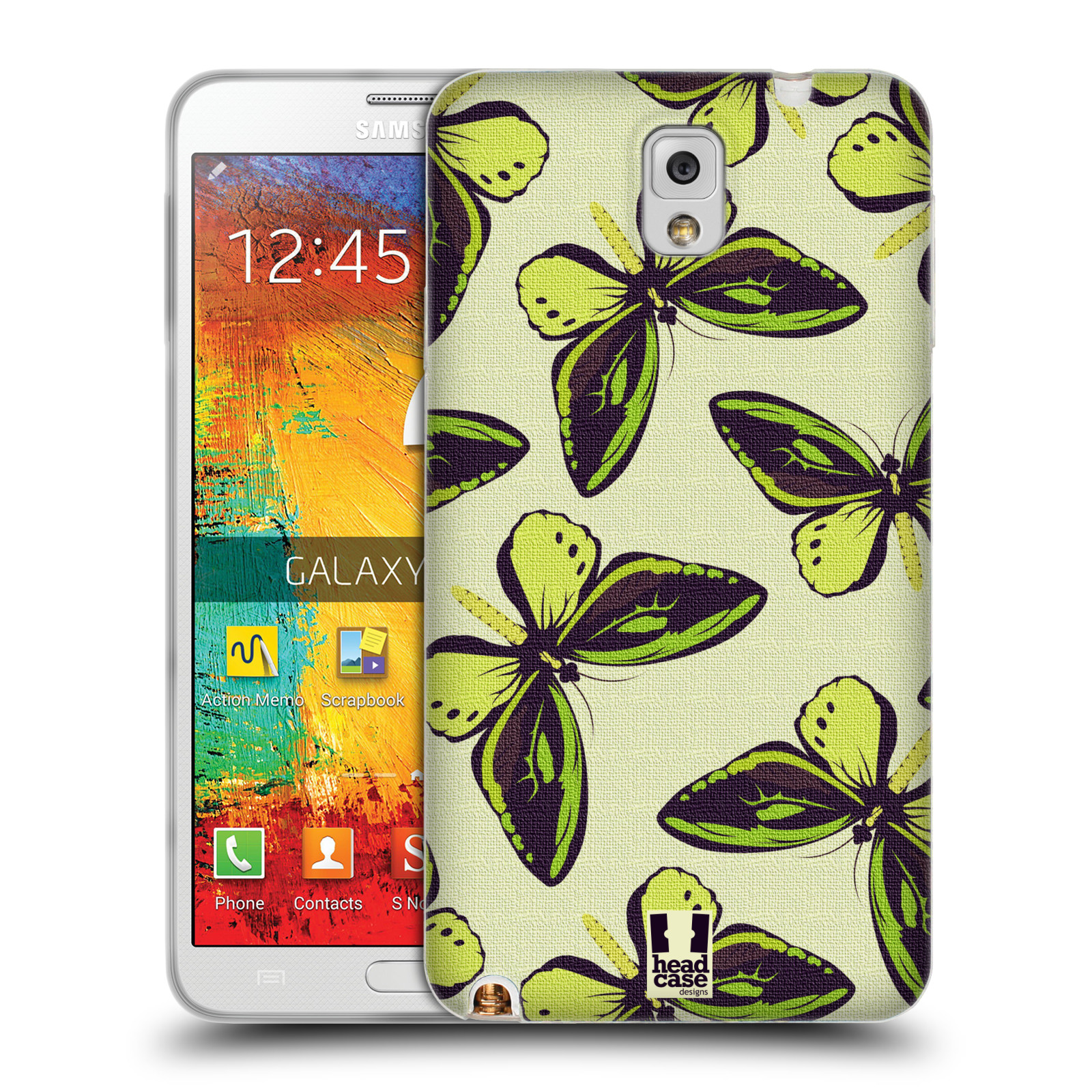 HEAD CASE silikonový obal na mobil Samsung Galaxy Note 3 (N9005) vzor Motýlci Poseidon zelená