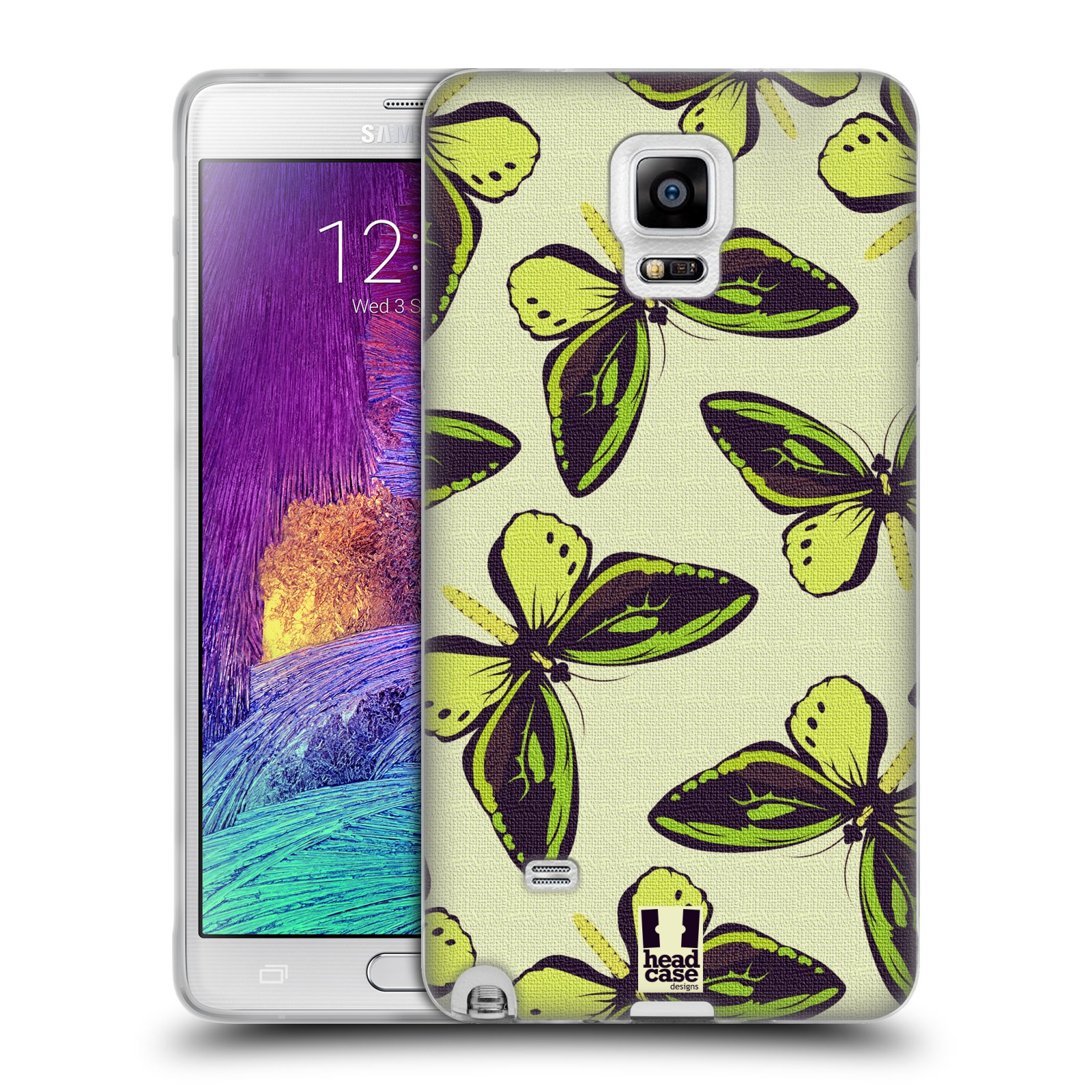 HEAD CASE silikonový obal na mobil Samsung Galaxy Note 4 (N910) vzor Motýlci Poseidon zelená