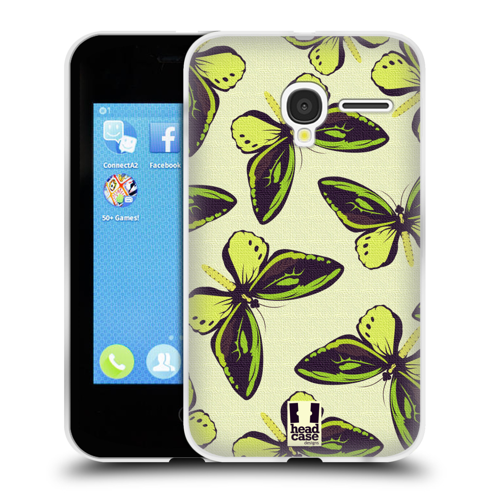 HEAD CASE silikonový obal na mobil Alcatel PIXI 3 OT-4022D (3,5 palcový displej) vzor Motýlci Poseidon zelená