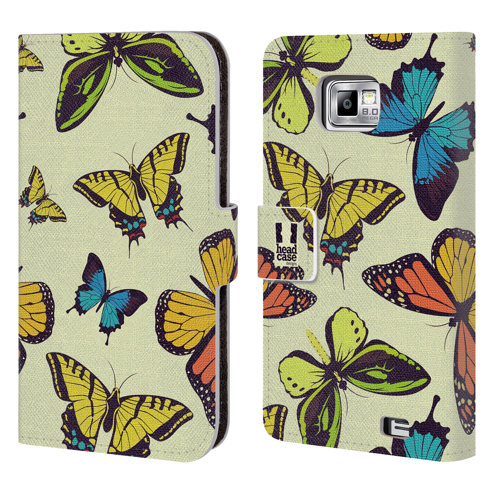 HEAD CASE Flipové pouzdro pro mobil Samsung Galaxy S2 i9100 Vzorkovaný motýl MIX