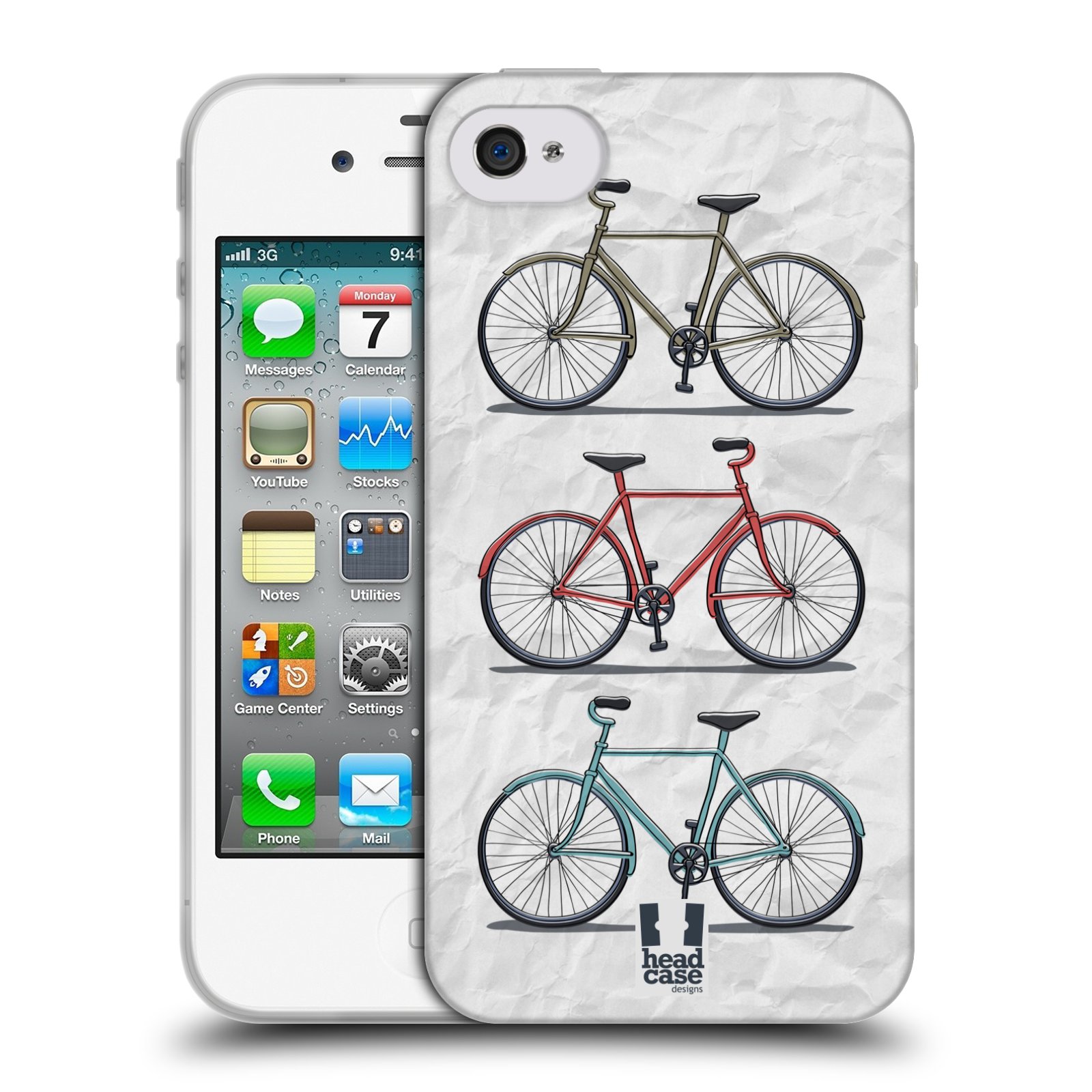 HEAD CASE silikonový obal na mobil Apple Iphone 4/4S vzor Retro kola 3 kola