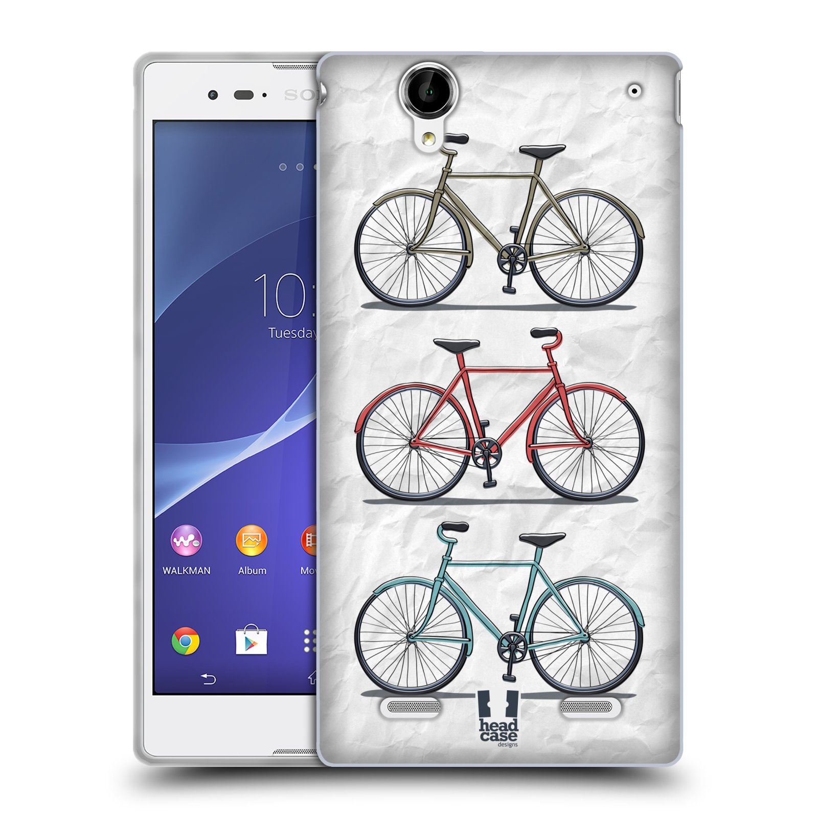 HEAD CASE silikonový obal na mobil Sony Xperia T2 Ultra/T2 Ultra DUAL SIM vzor Retro kola 3 kola