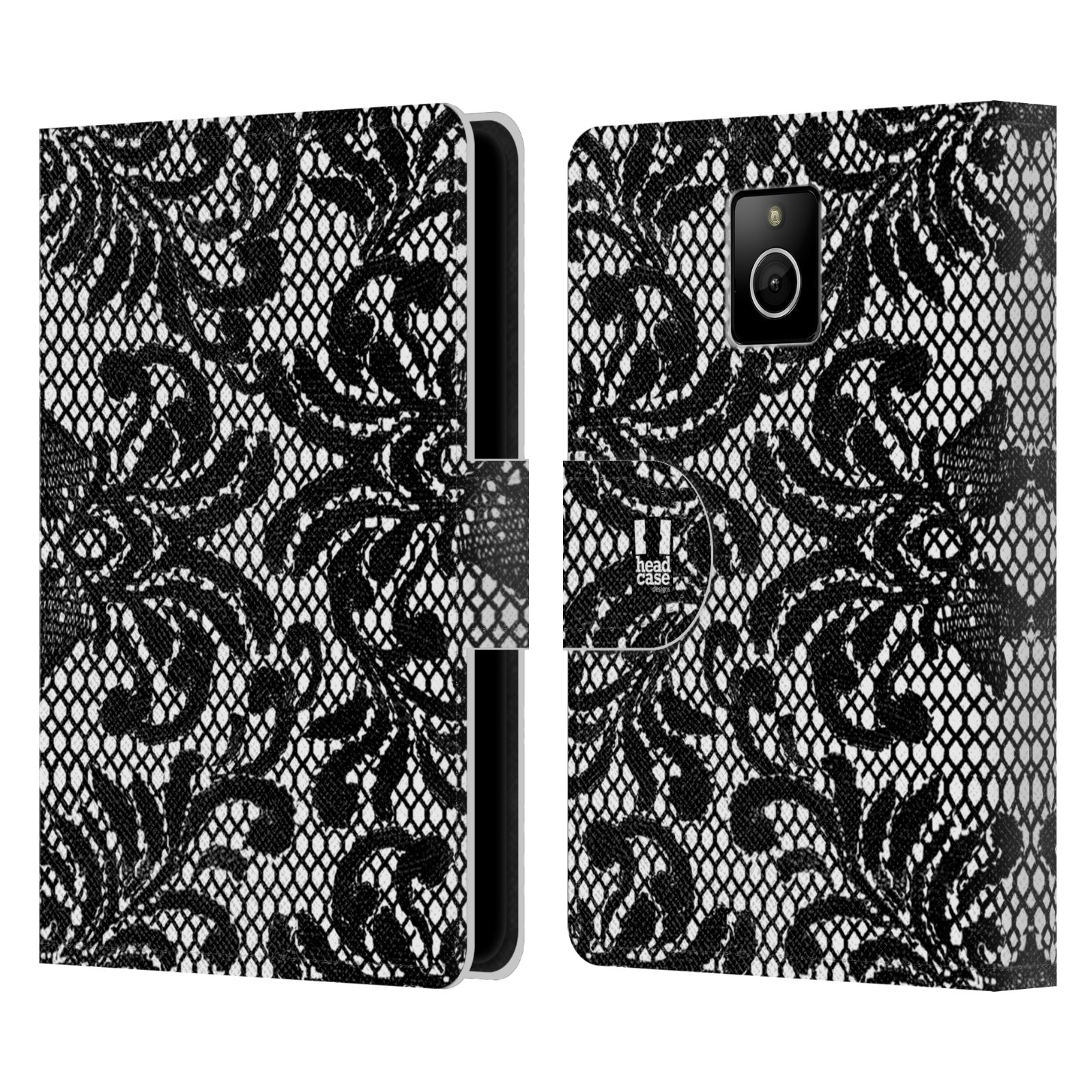 HEAD CASE Flipové pouzdro pro mobil BLACKBERRY PASSPORT ČERNOBÍLÁ KRAJKA fontána baroko