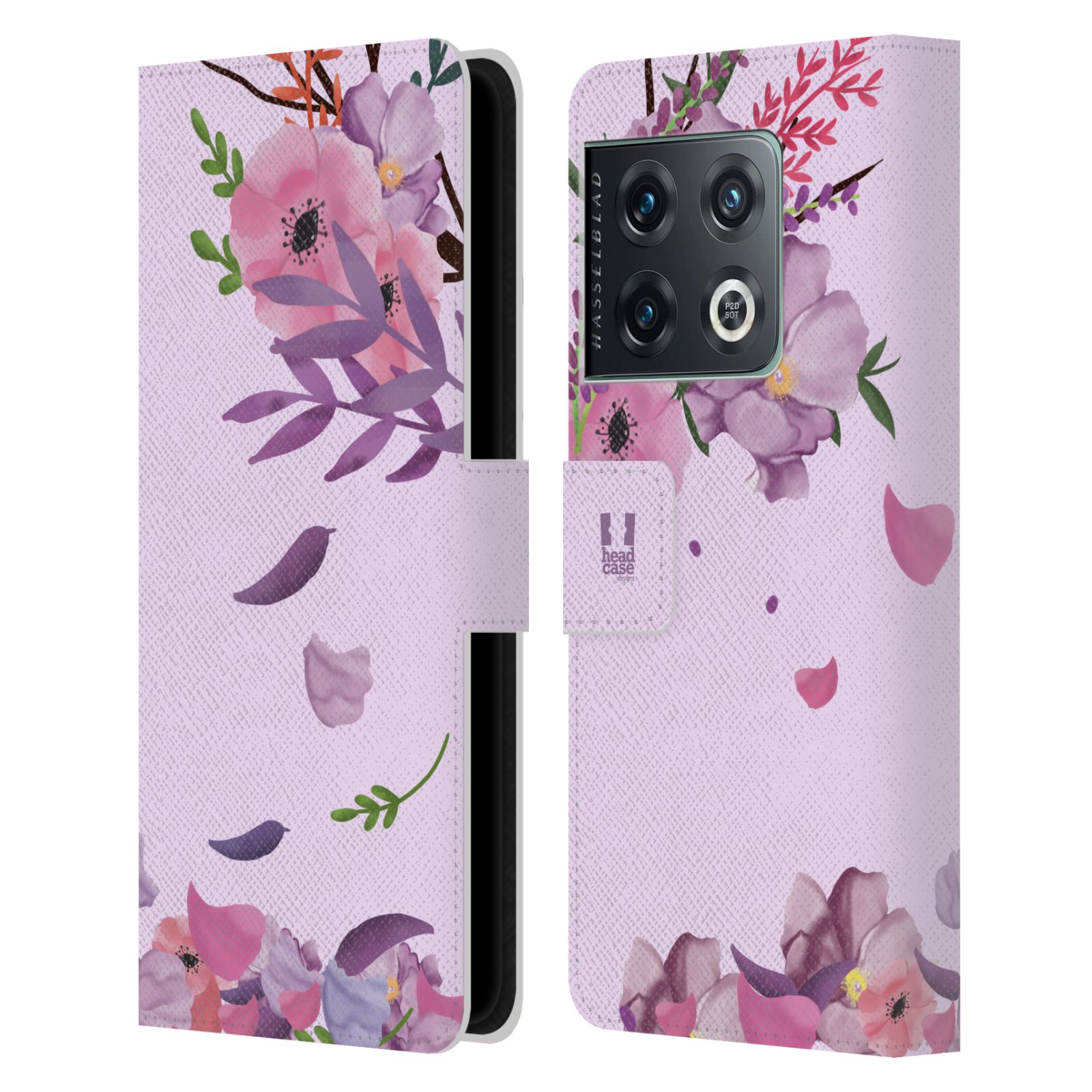 Pouzdro na mobil OnePlus 10 PRO - HEAD CASE - Rozkvetlé růže a listy růžová