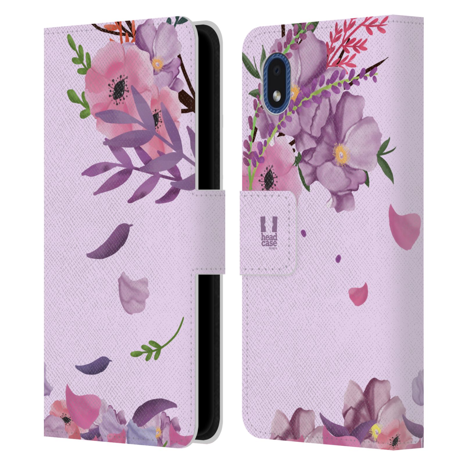 Pouzdro na mobil Samsung Galaxy A01 CORE - HEAD CASE - Rozkvetlé růže a listy růžová