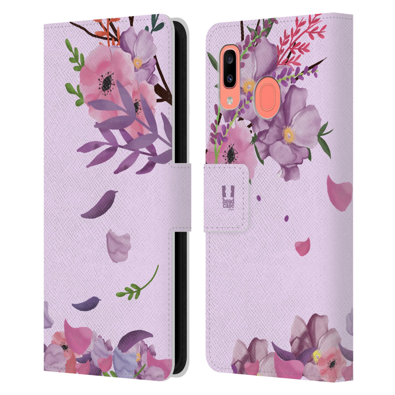 Pouzdro na mobil Samsung Galaxy A20 / Galaxy A30 - HEAD CASE - Rozkvetlé růže a listy růžová