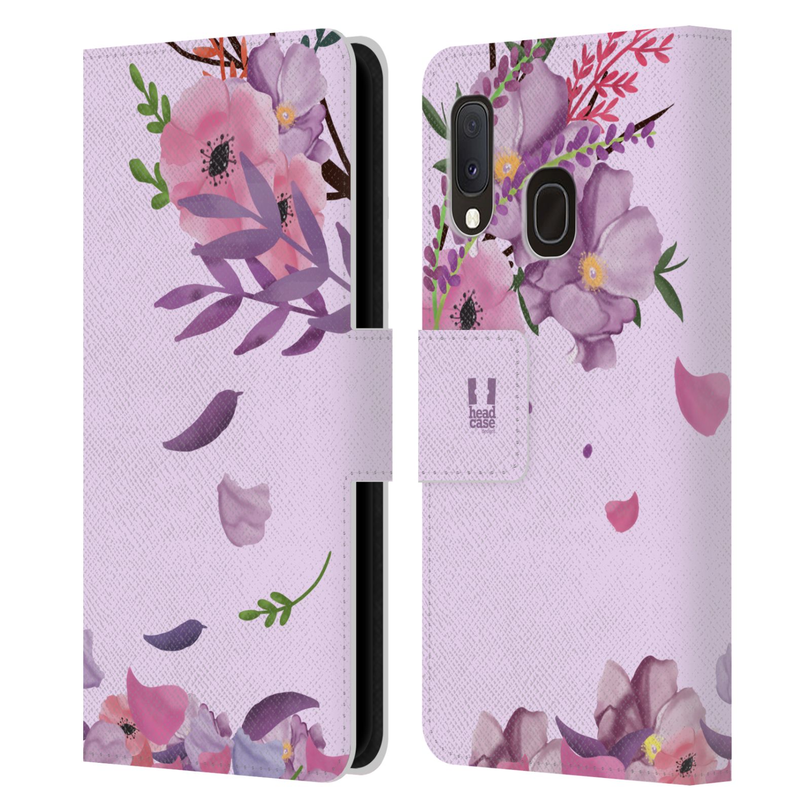 Pouzdro na mobil Samsung Galaxy A20E - HEAD CASE - Rozkvetlé růže a listy růžová