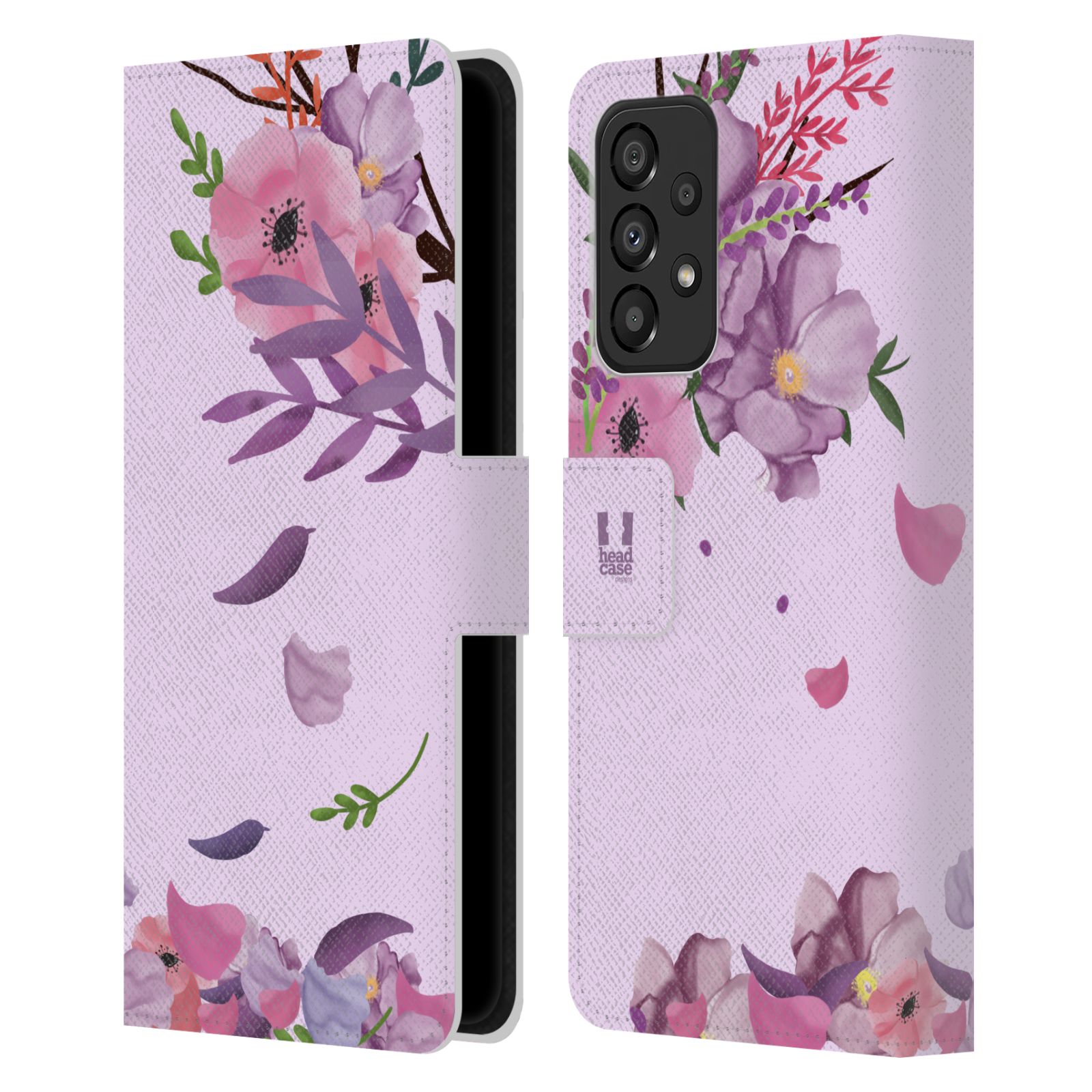 Pouzdro na mobil Samsung Galaxy A33 5G - HEAD CASE - Rozkvetlé růže a listy růžová