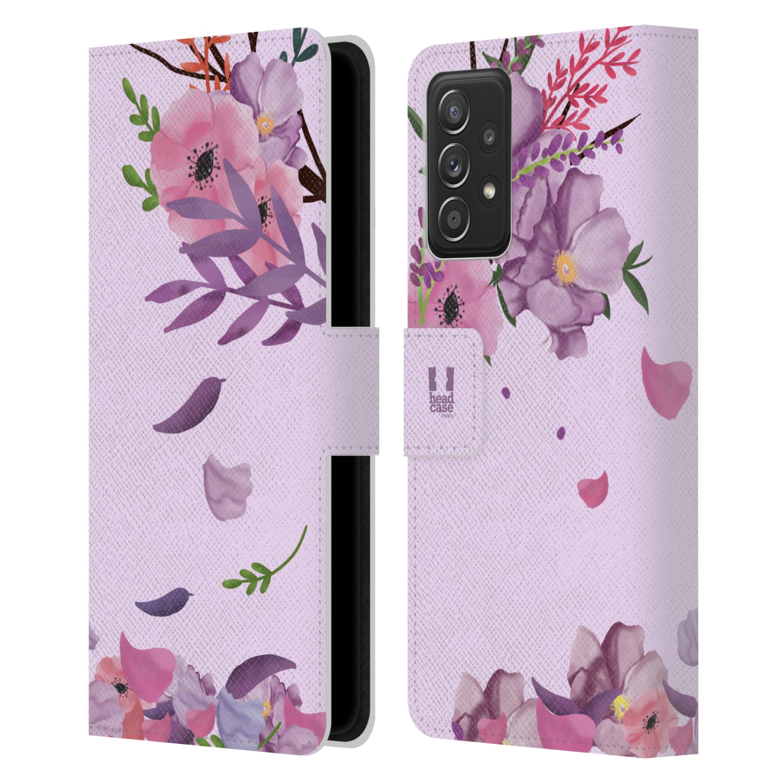 Pouzdro na mobil Samsung Galaxy A52 / A52 G - HEAD CASE - Rozkvetlé růže a listy růžová