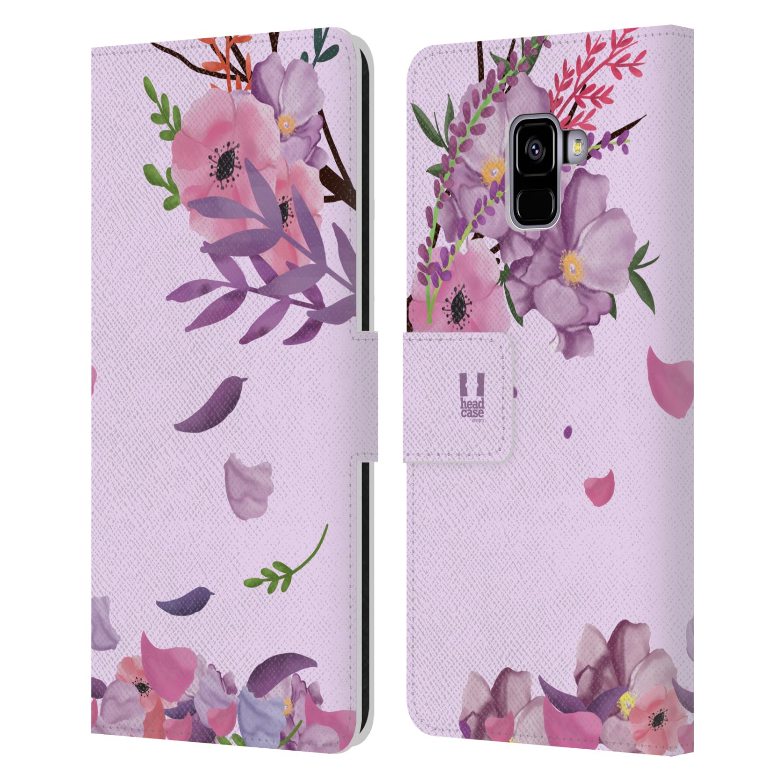Pouzdro na mobil Samsung Galaxy A8+ 2018 - HEAD CASE - Rozkvetlé růže a listy růžová