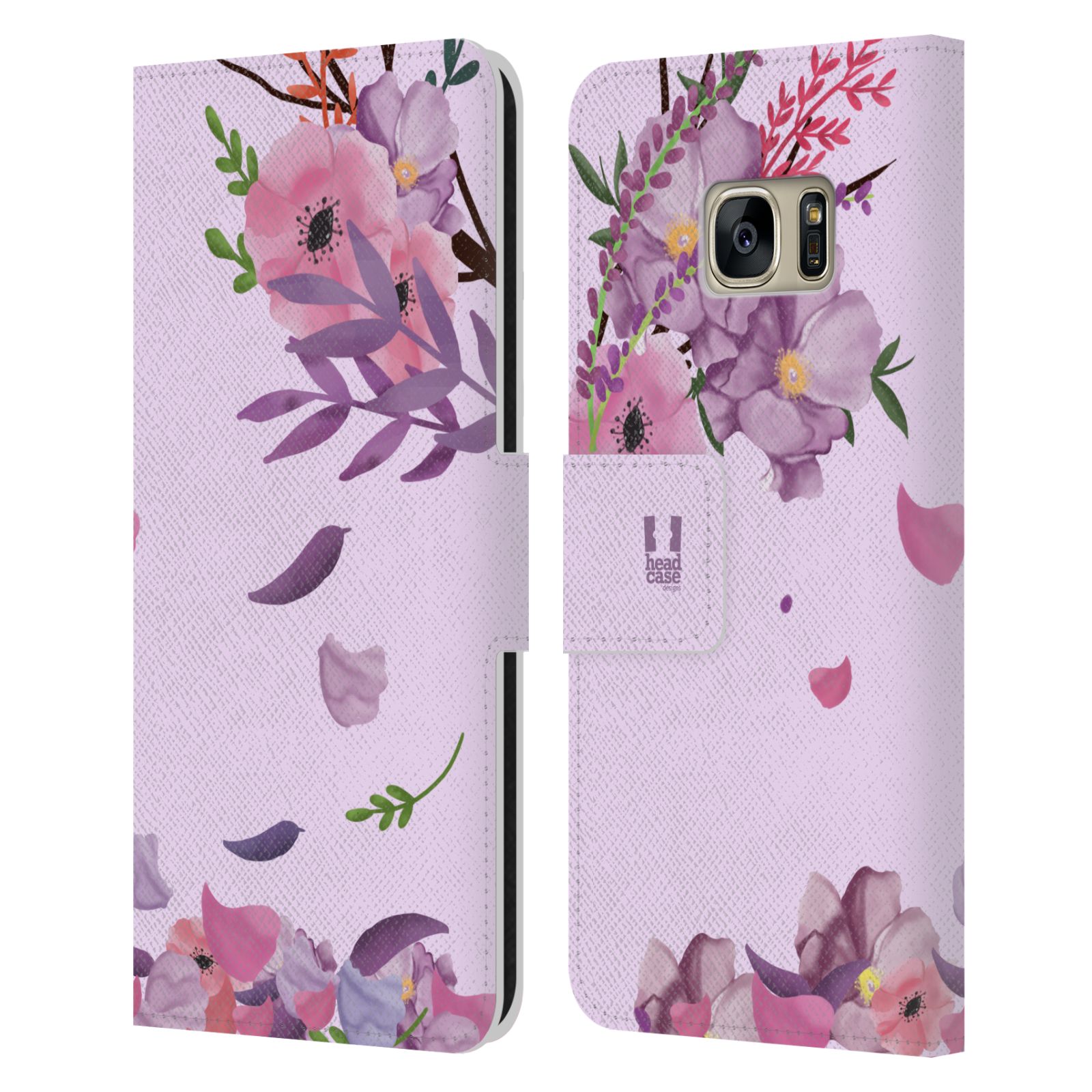 Pouzdro na mobil Samsung Galaxy S7 - HEAD CASE - Rozkvetlé růže a listy růžová