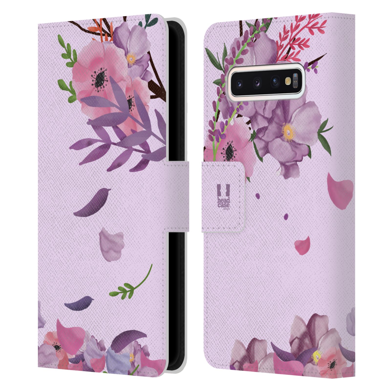 Pouzdro na mobil Samsung Galaxy S10 - HEAD CASE - Rozkvetlé růže a listy růžová
