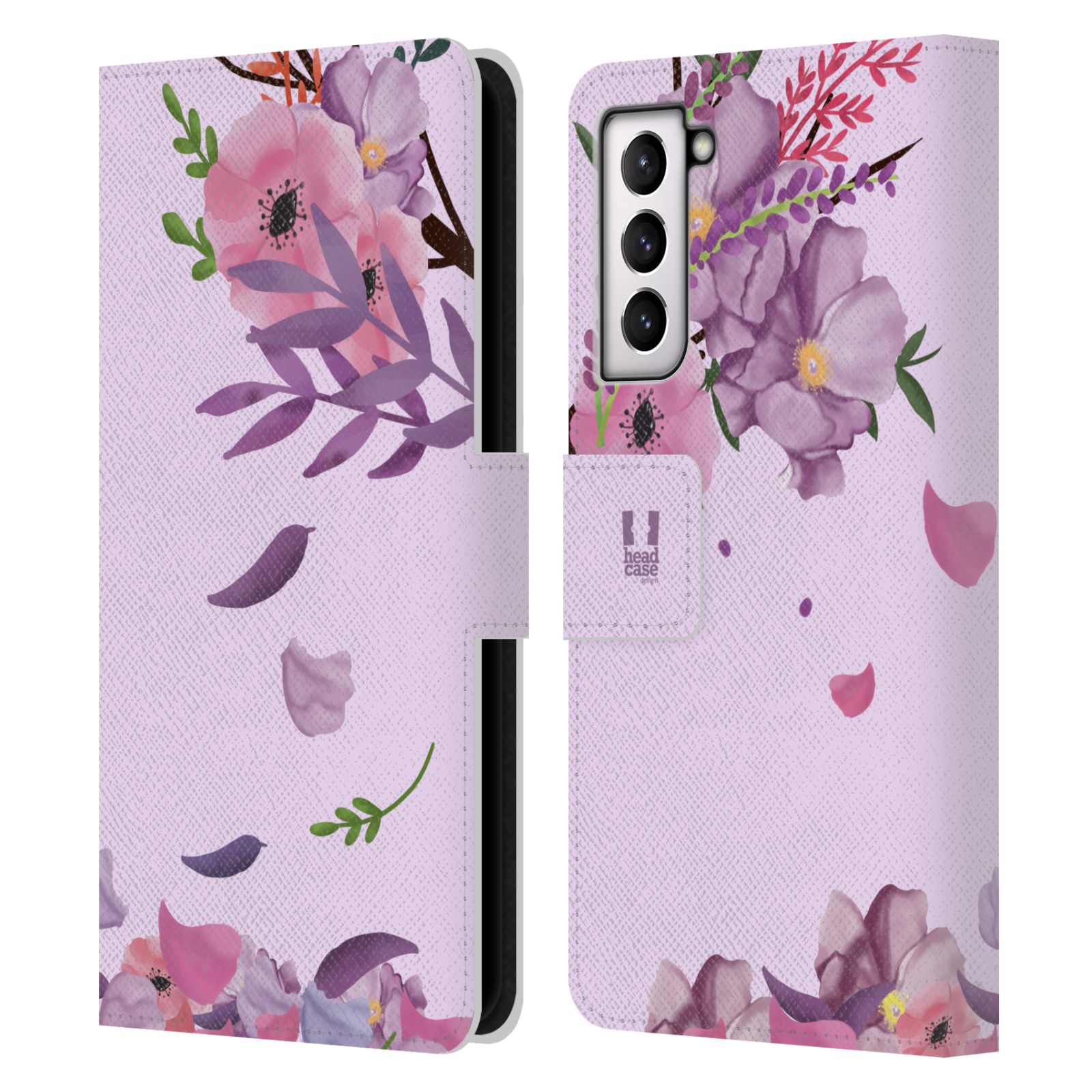 Pouzdro na mobil Samsung Galaxy S21 / S21 5G - HEAD CASE - Rozkvetlé růže a listy růžová