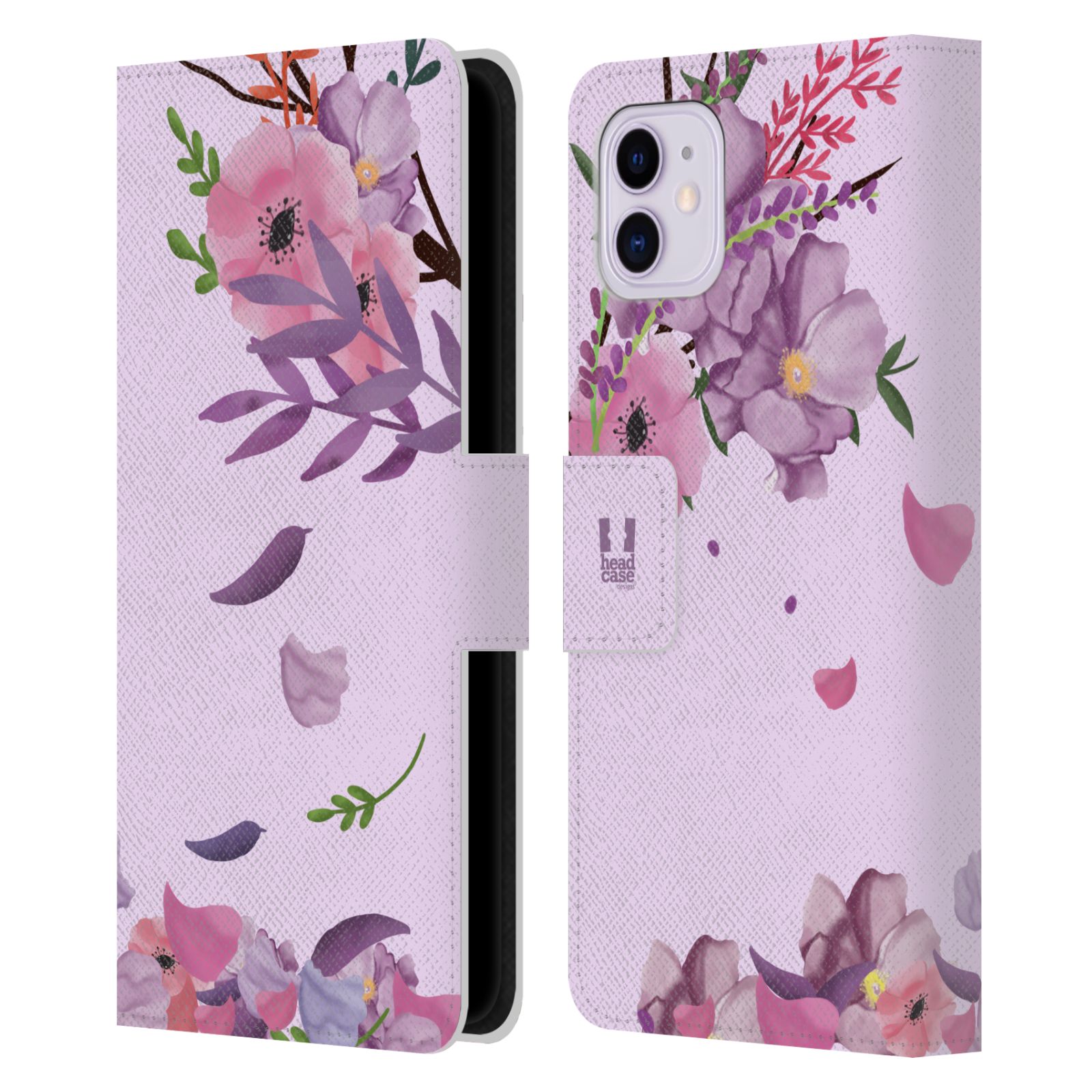 Pouzdro na mobil Apple Iphone 11 - HEAD CASE - Rozkvetlé růže a listy růžová