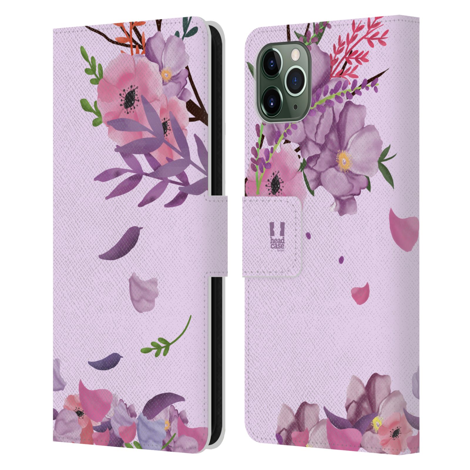 Pouzdro na mobil Apple Iphone 11 Pro Max - HEAD CASE - Rozkvetlé růže a listy růžová