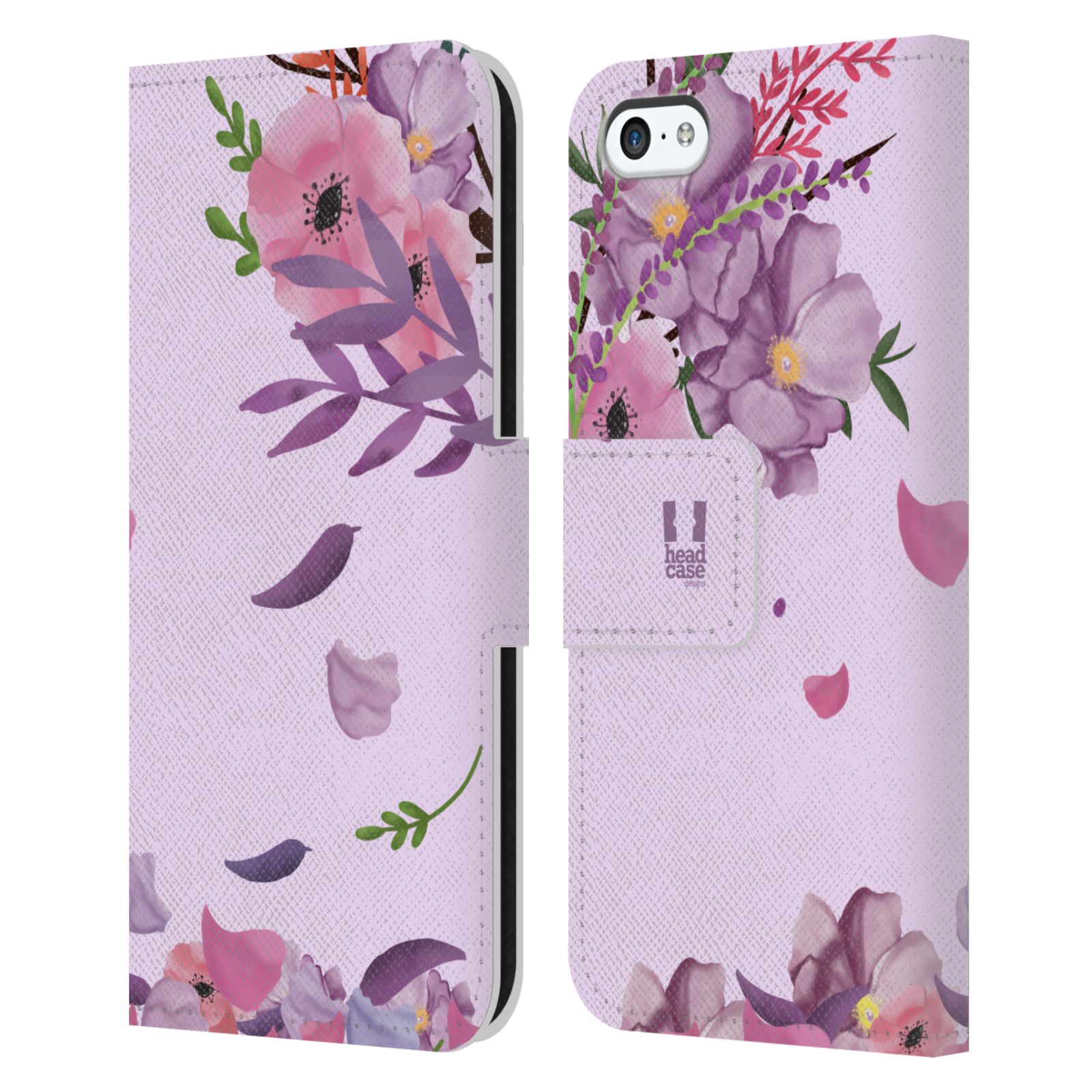 Pouzdro na mobil Apple Iphone 5C - HEAD CASE - Rozkvetlé růže a listy růžová
