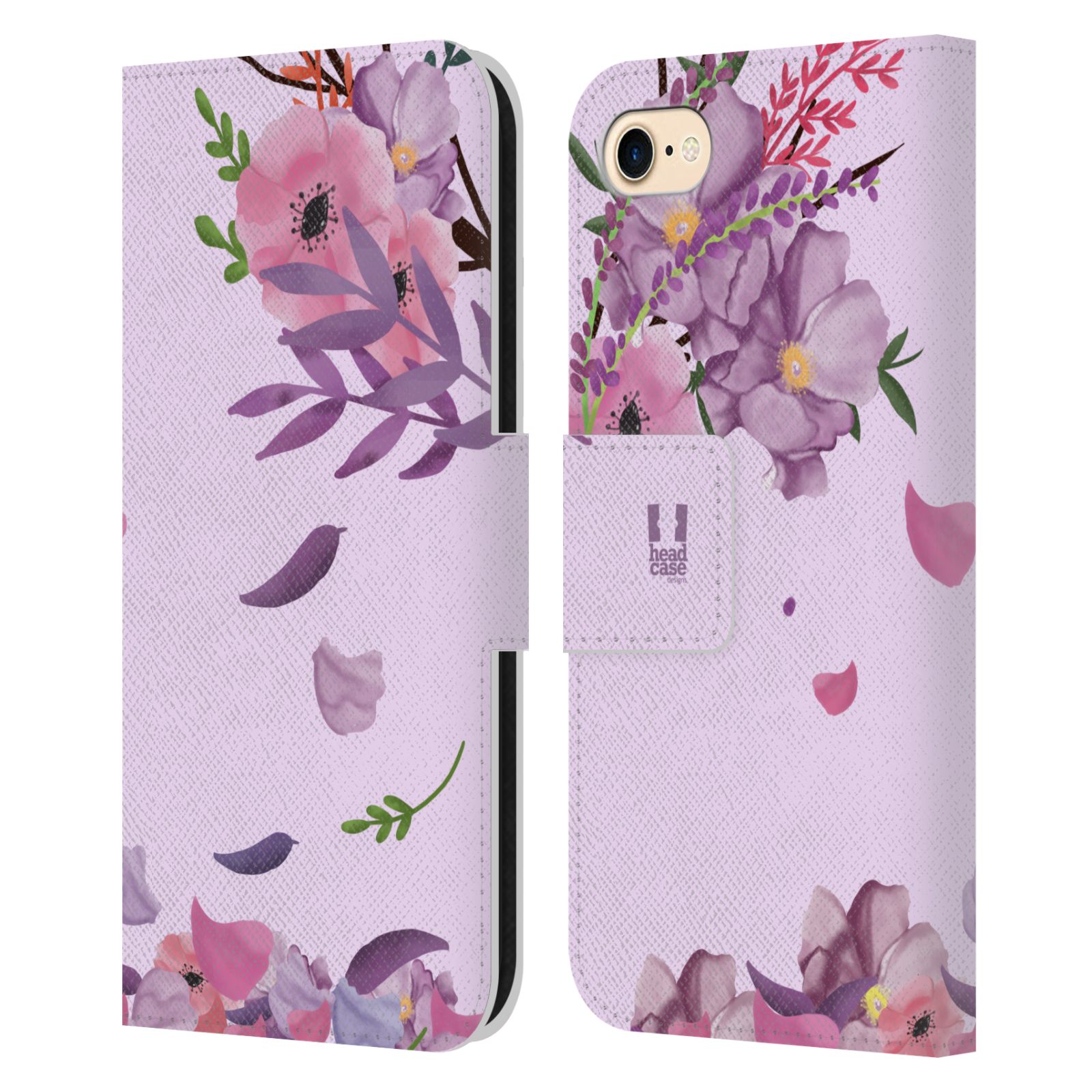 Pouzdro na mobil Apple Iphone 7/8/SE2020 - HEAD CASE - Rozkvetlé růže a listy růžová