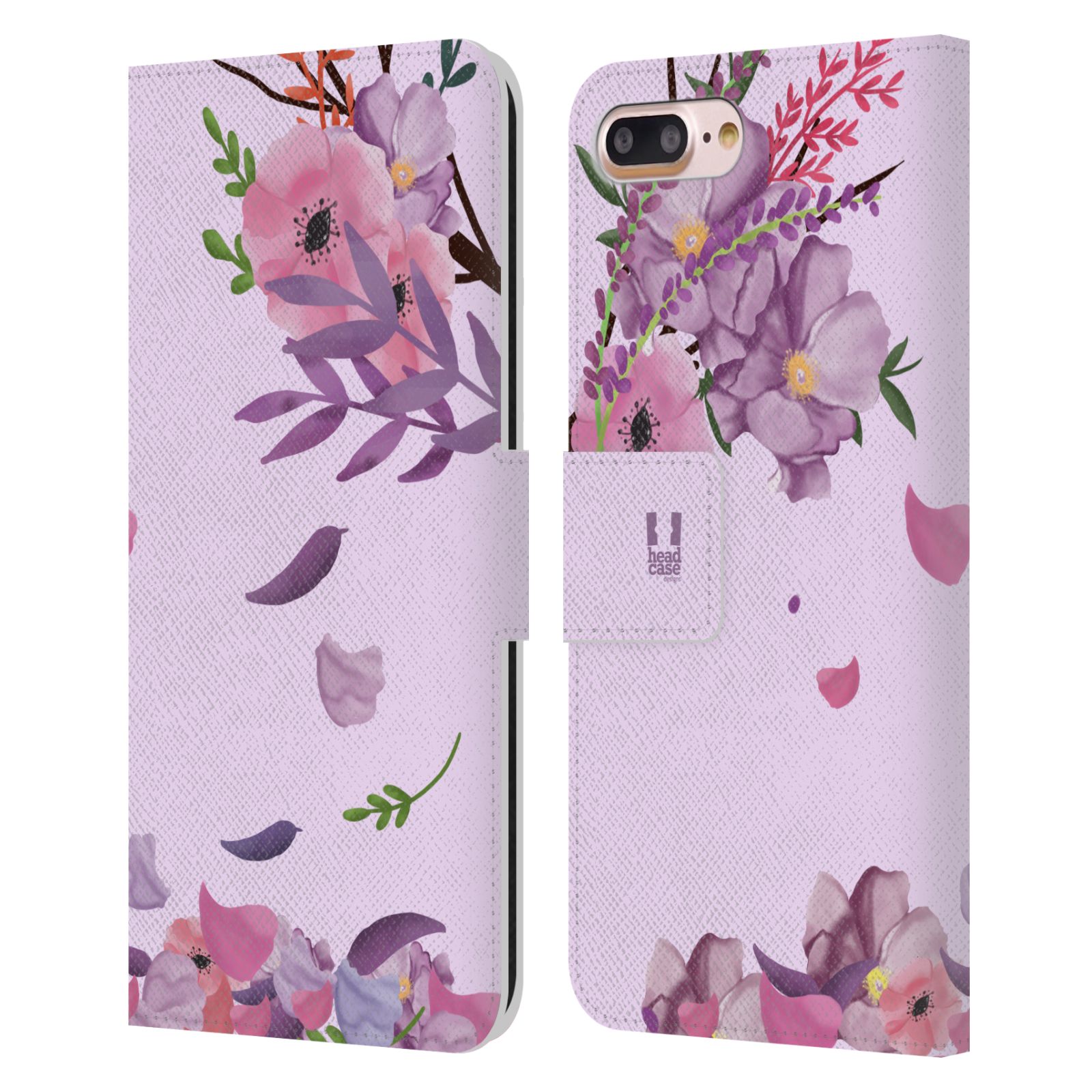 Pouzdro na mobil Apple Iphone 7+/8+ - HEAD CASE - Rozkvetlé růže a listy růžová