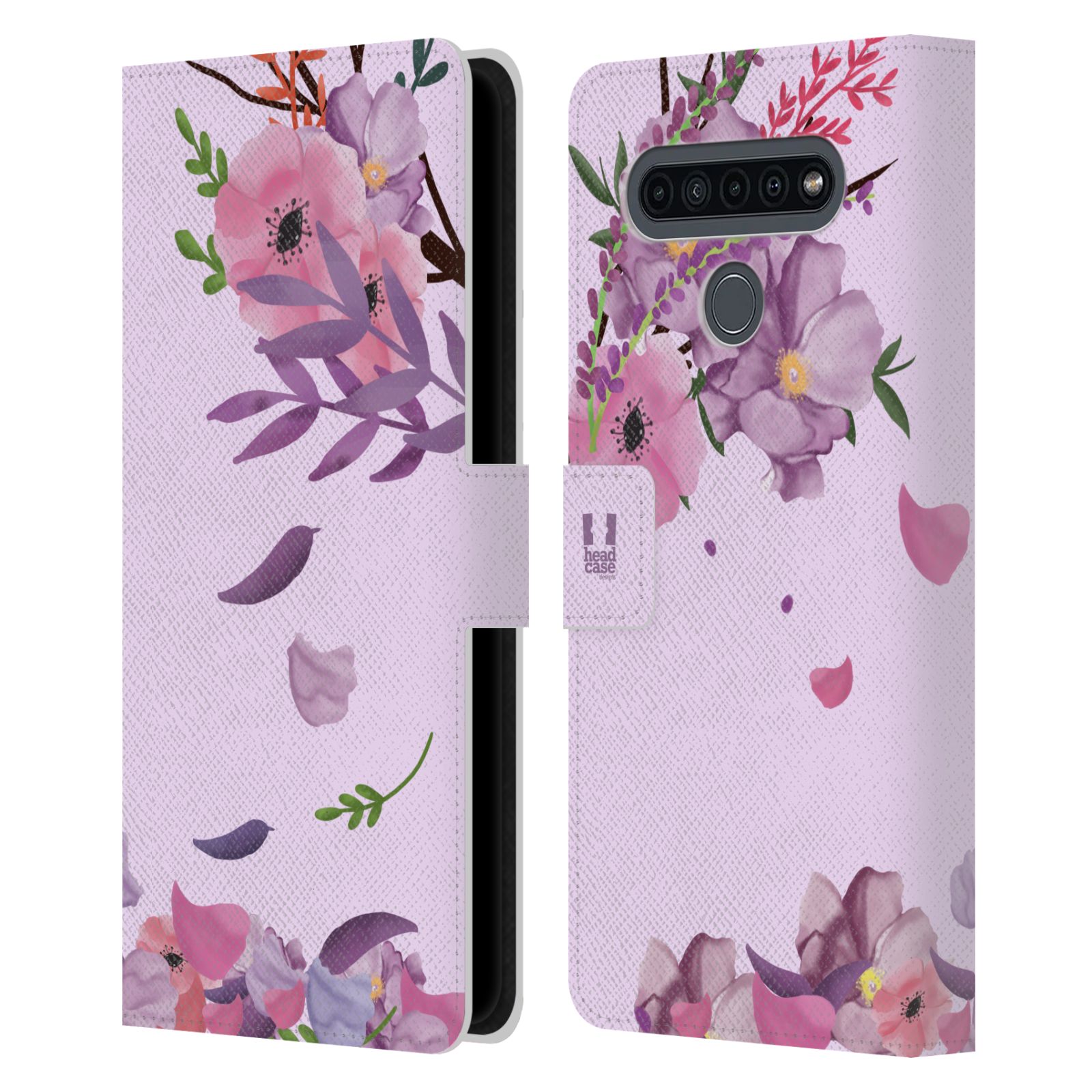 Pouzdro na mobil LG K41s  - HEAD CASE - Rozkvetlé růže a listy růžová