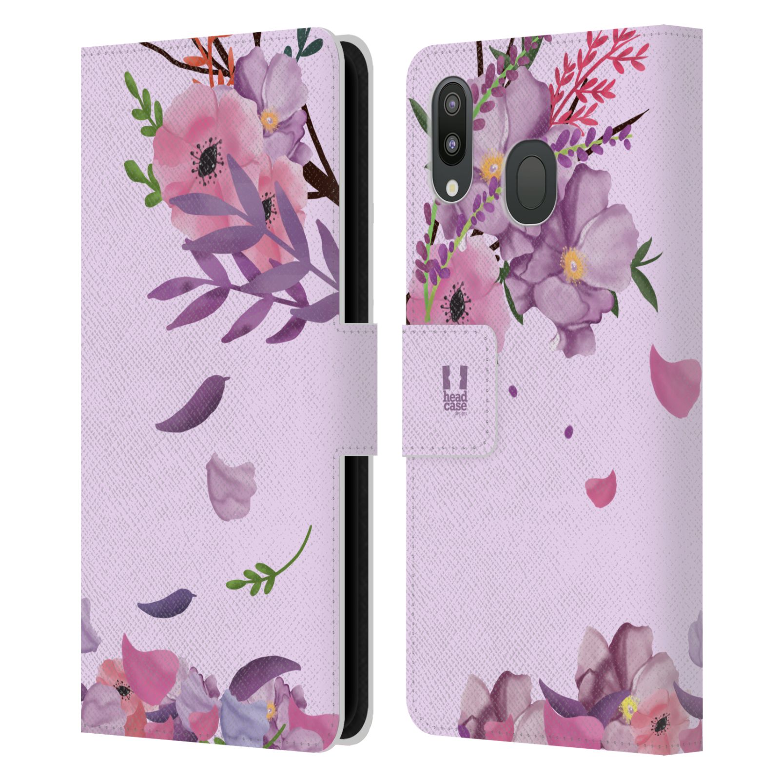 Pouzdro na mobil Samsung Galaxy M20 - HEAD CASE - Rozkvetlé růže a listy růžová