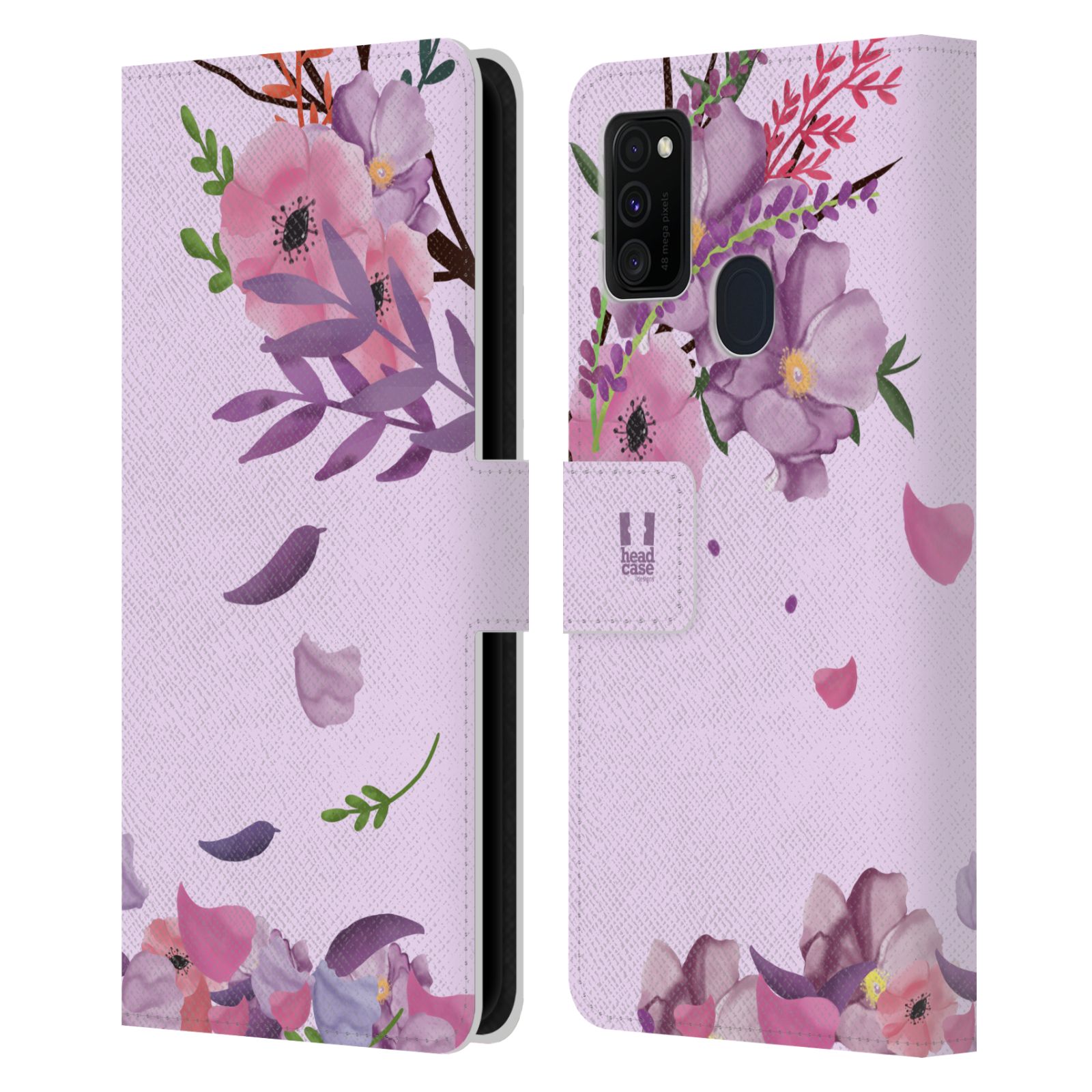 Pouzdro na mobil Samsung Galaxy M21 - HEAD CASE - Rozkvetlé růže a listy růžová
